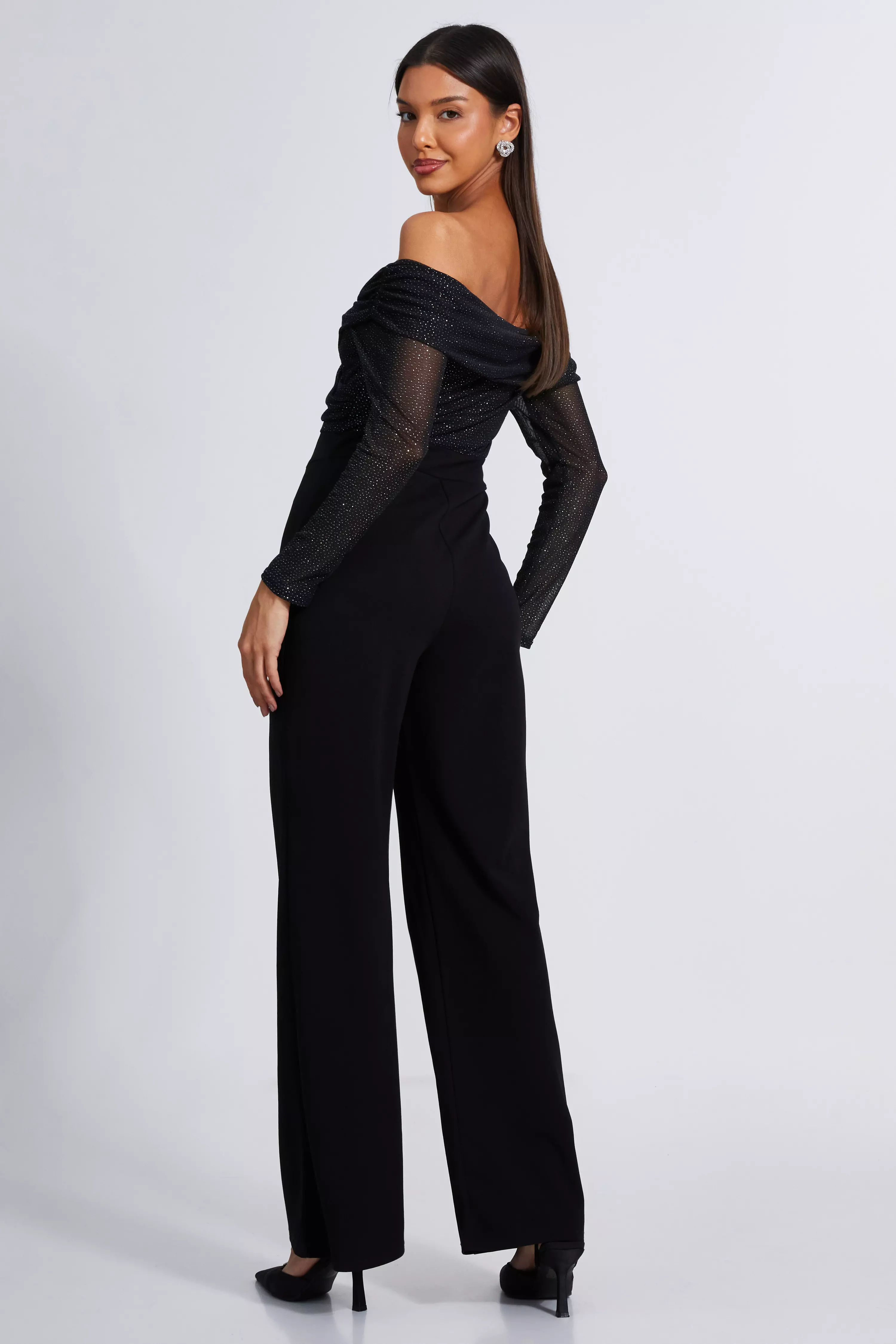 Black Glitter Palazzo Jumpsuit