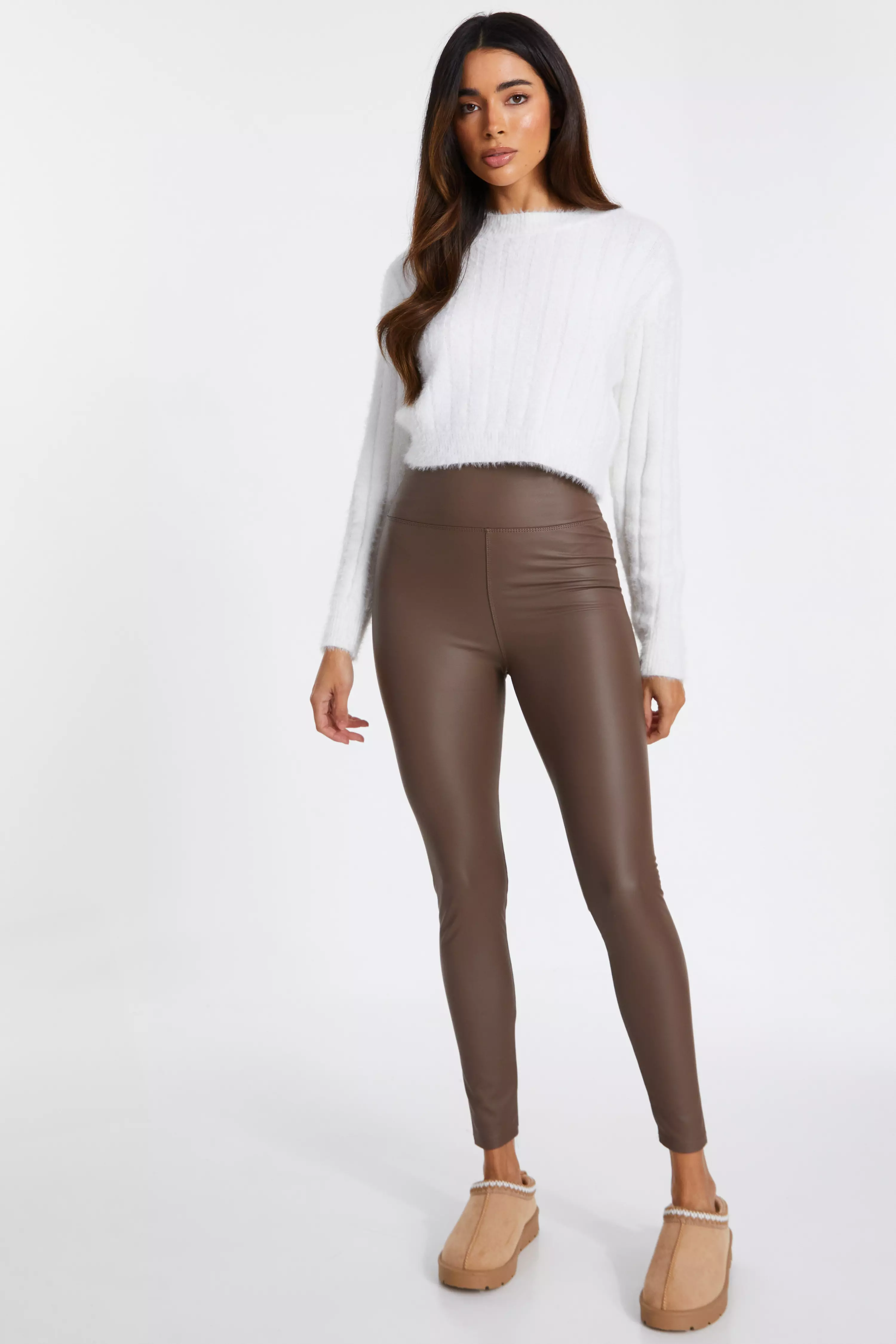 Brown Faux Leather Leggings