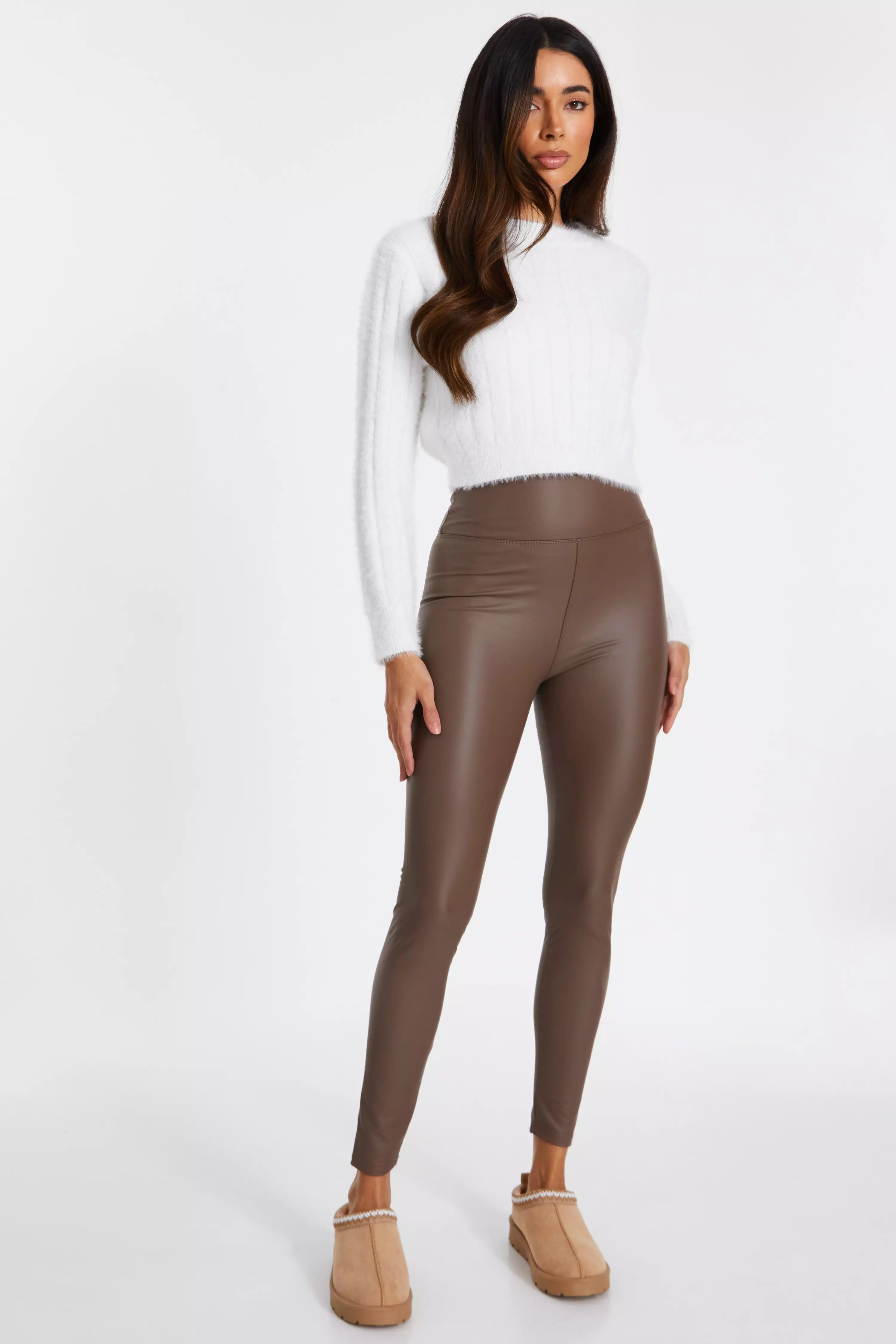 Brown Faux Leather Leggings