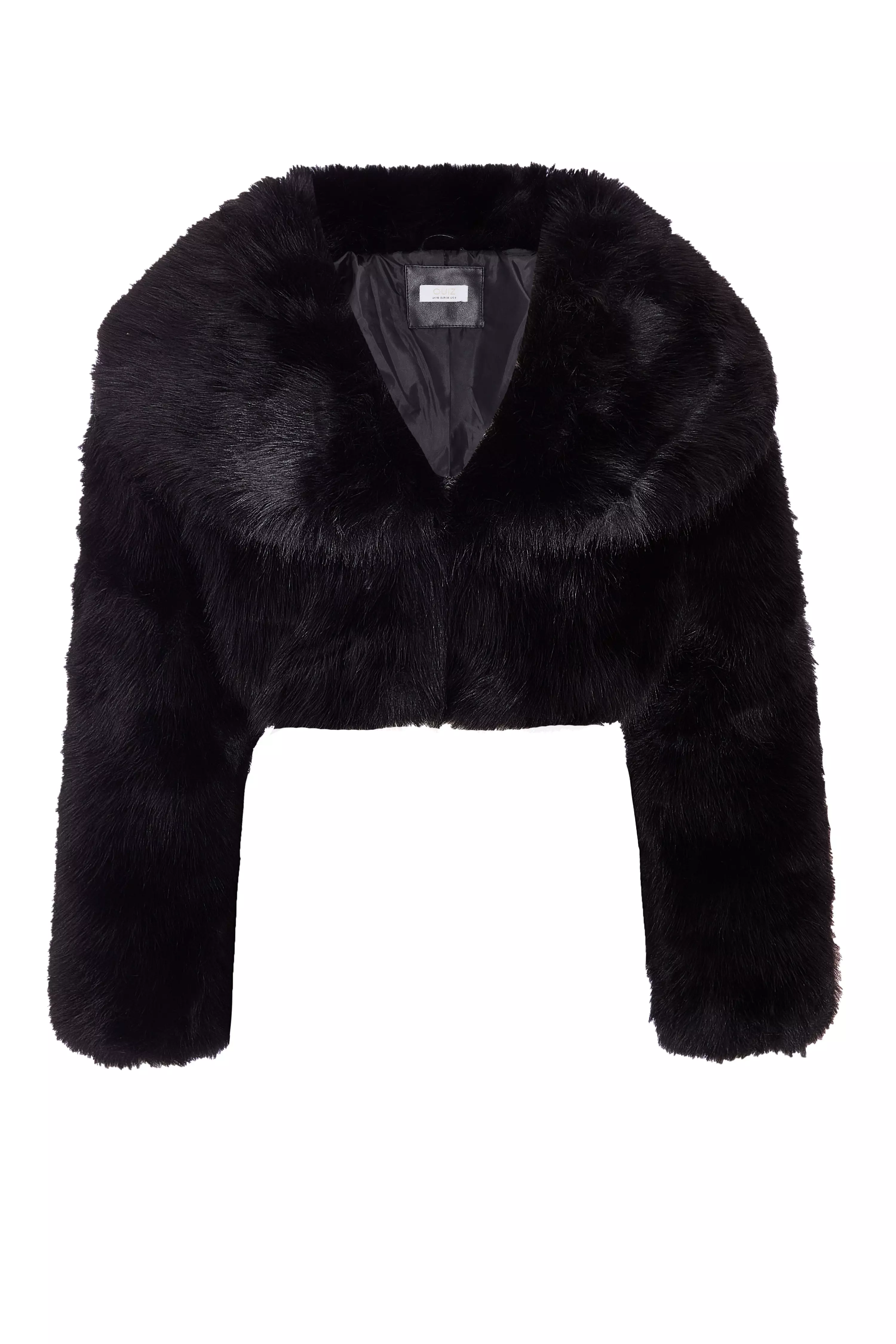 Black Faux Fur Cropped Jacket