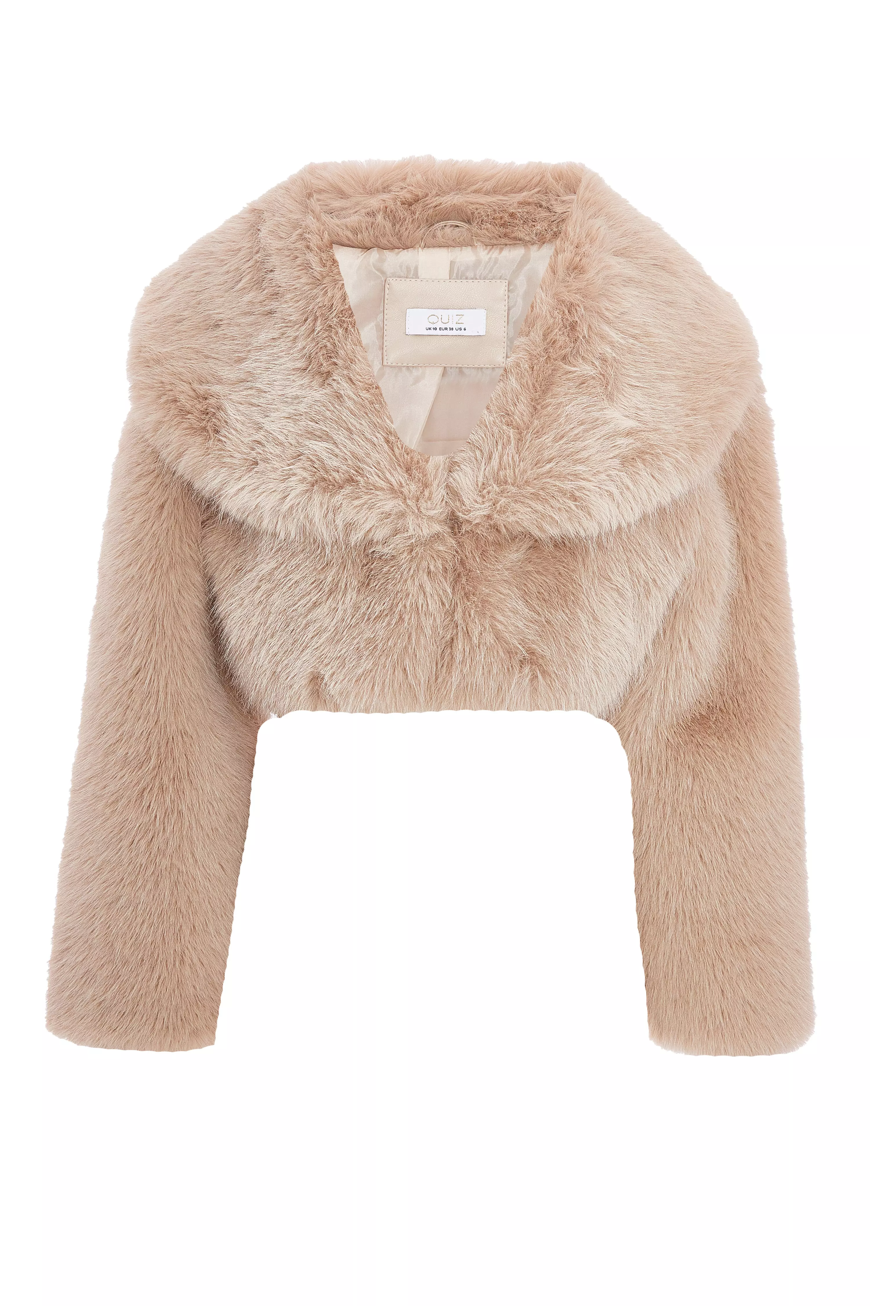 Stone Faux Fur Cropped Jacket