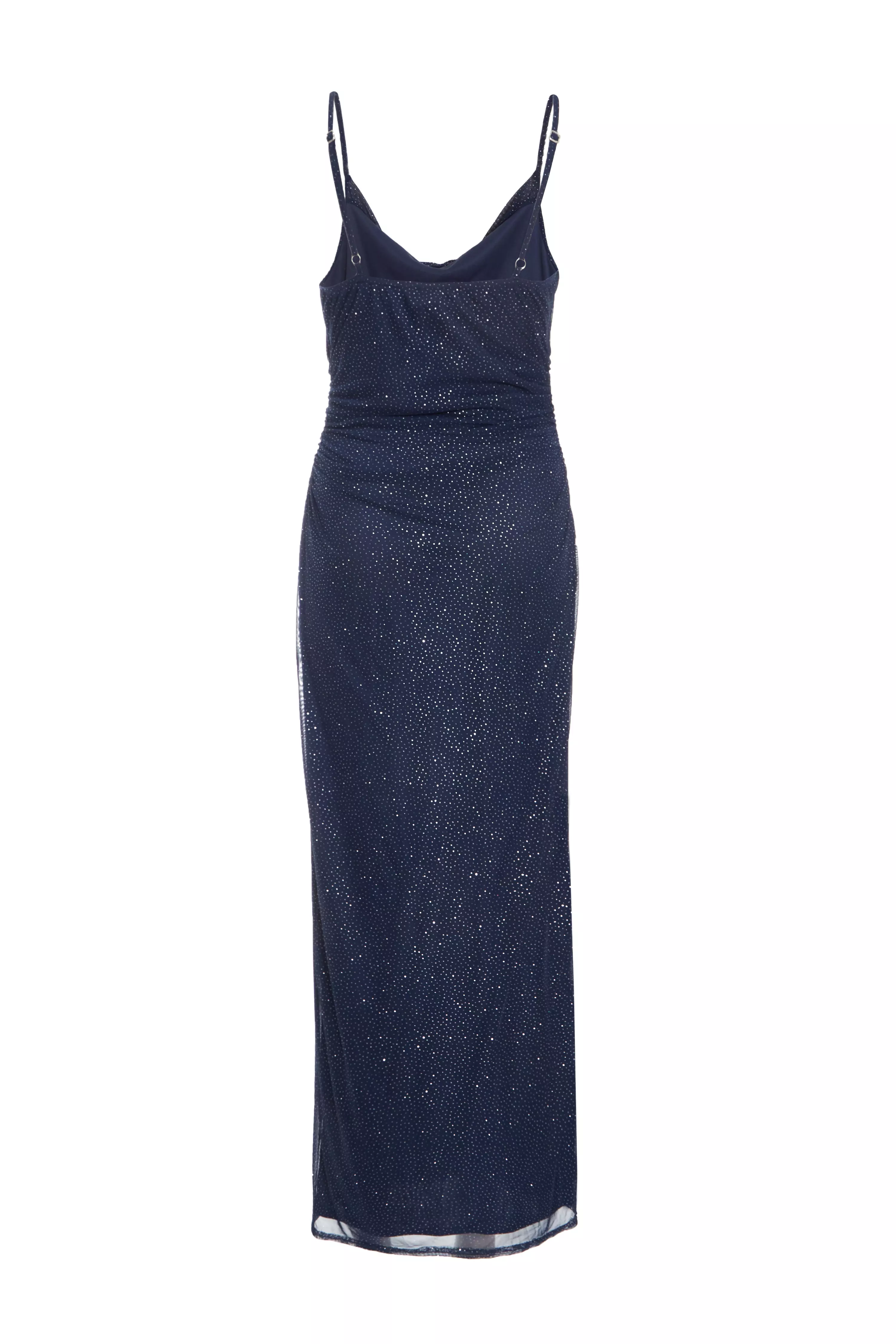 Navy Glitter Mesh Midaxi Dress