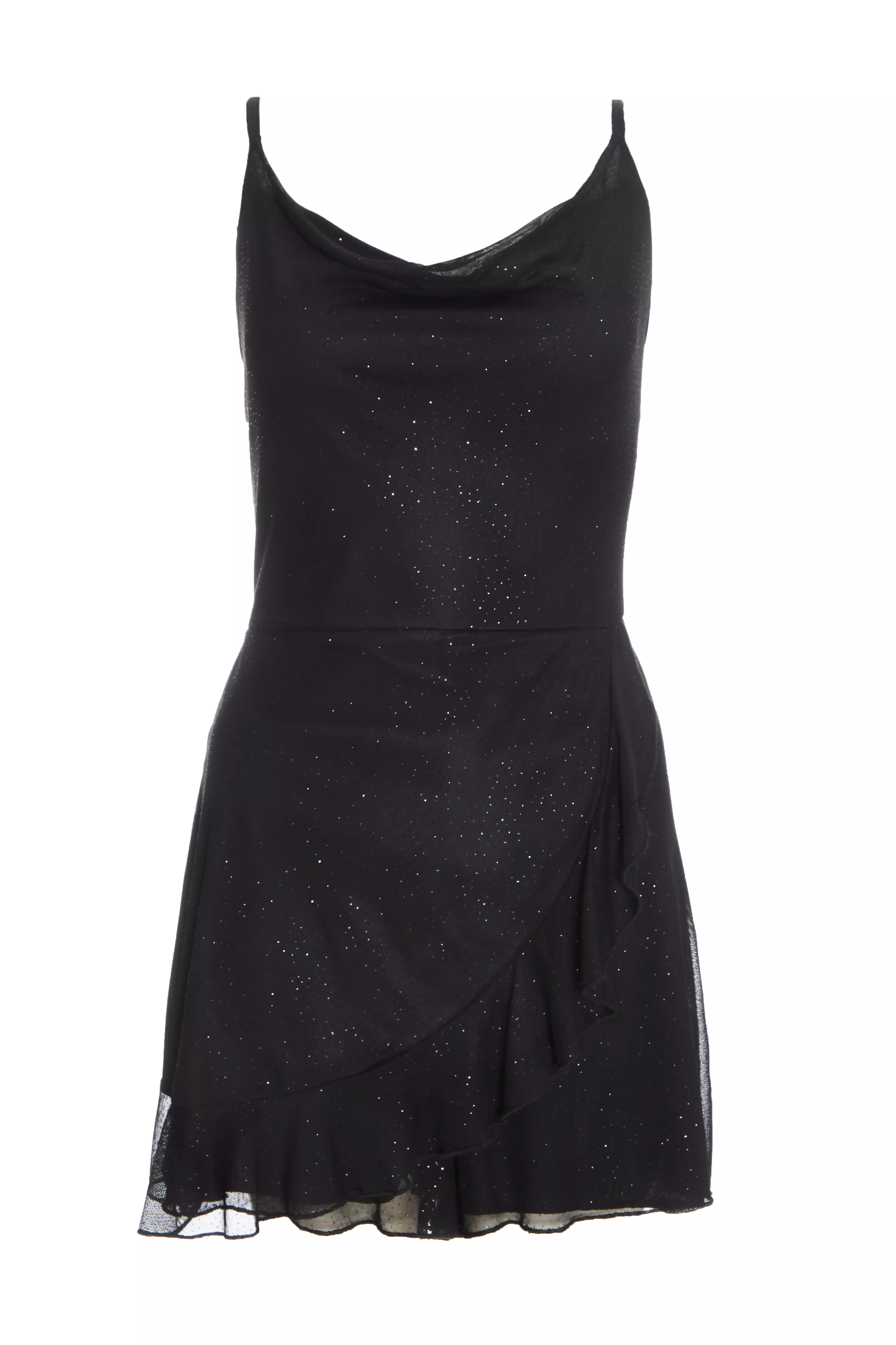 Black Glitter Mesh Skort Playsuit