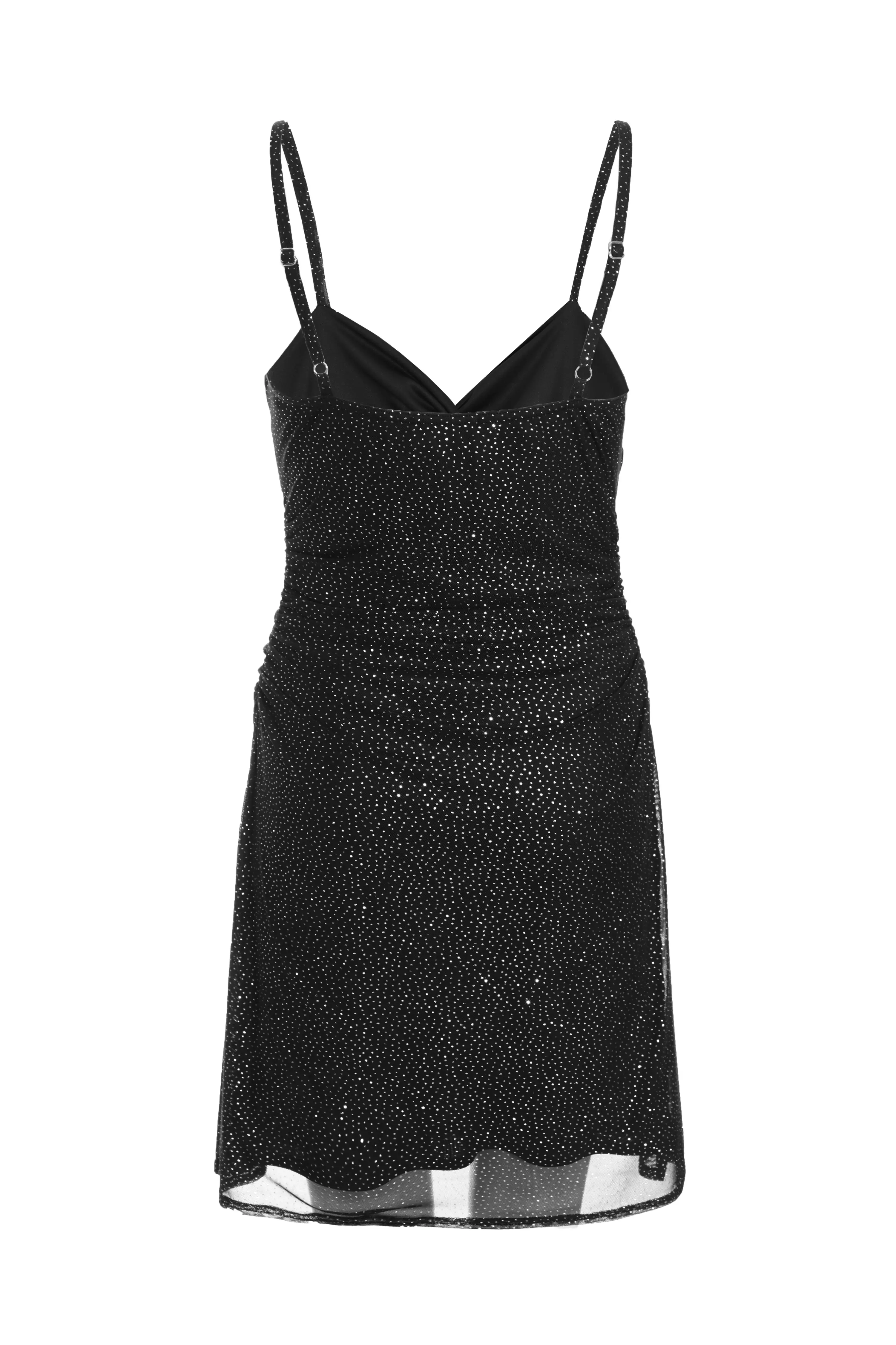 Black Glitter Mesh Mini Dress