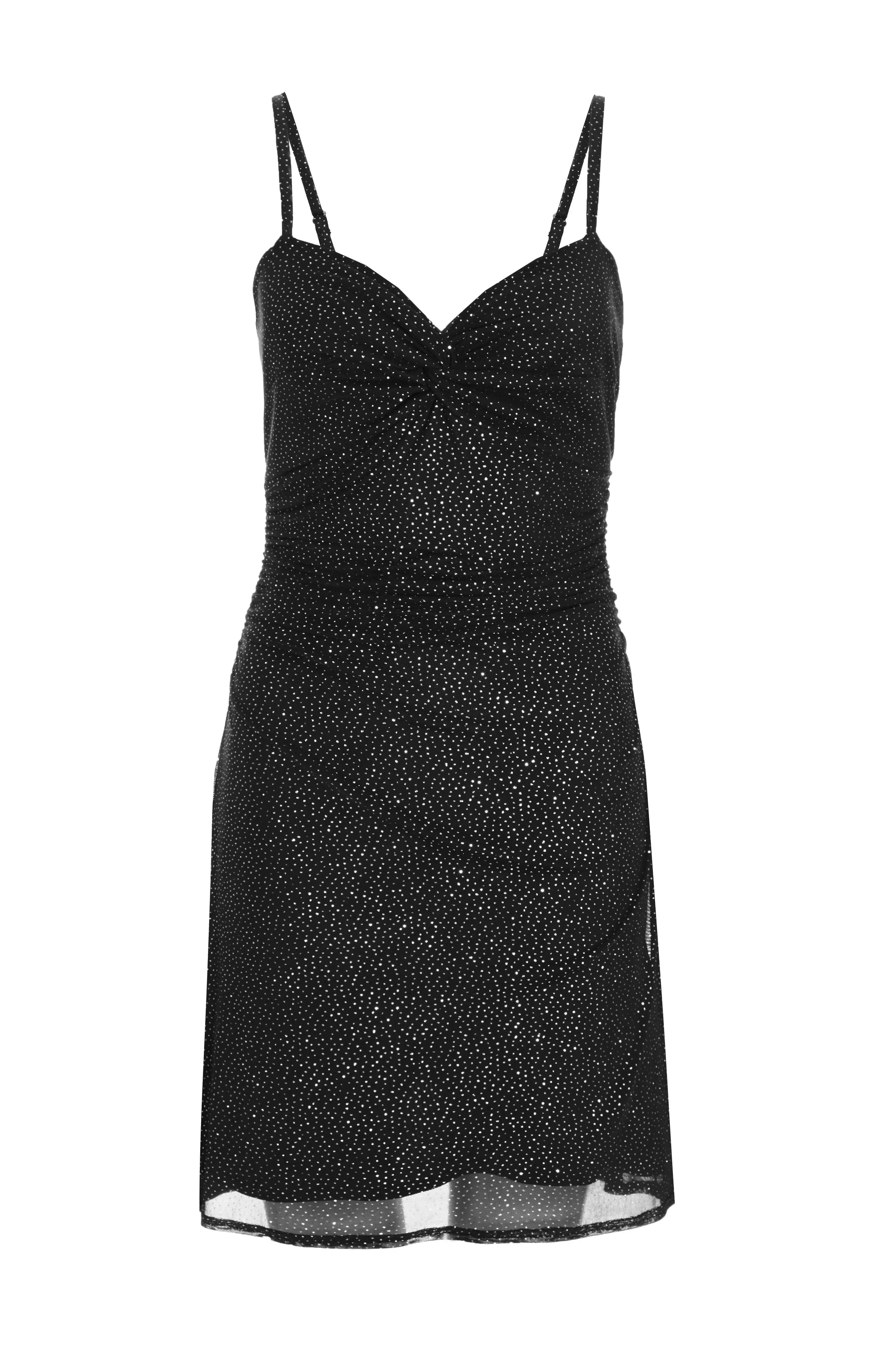 Black Glitter Mesh Mini Dress