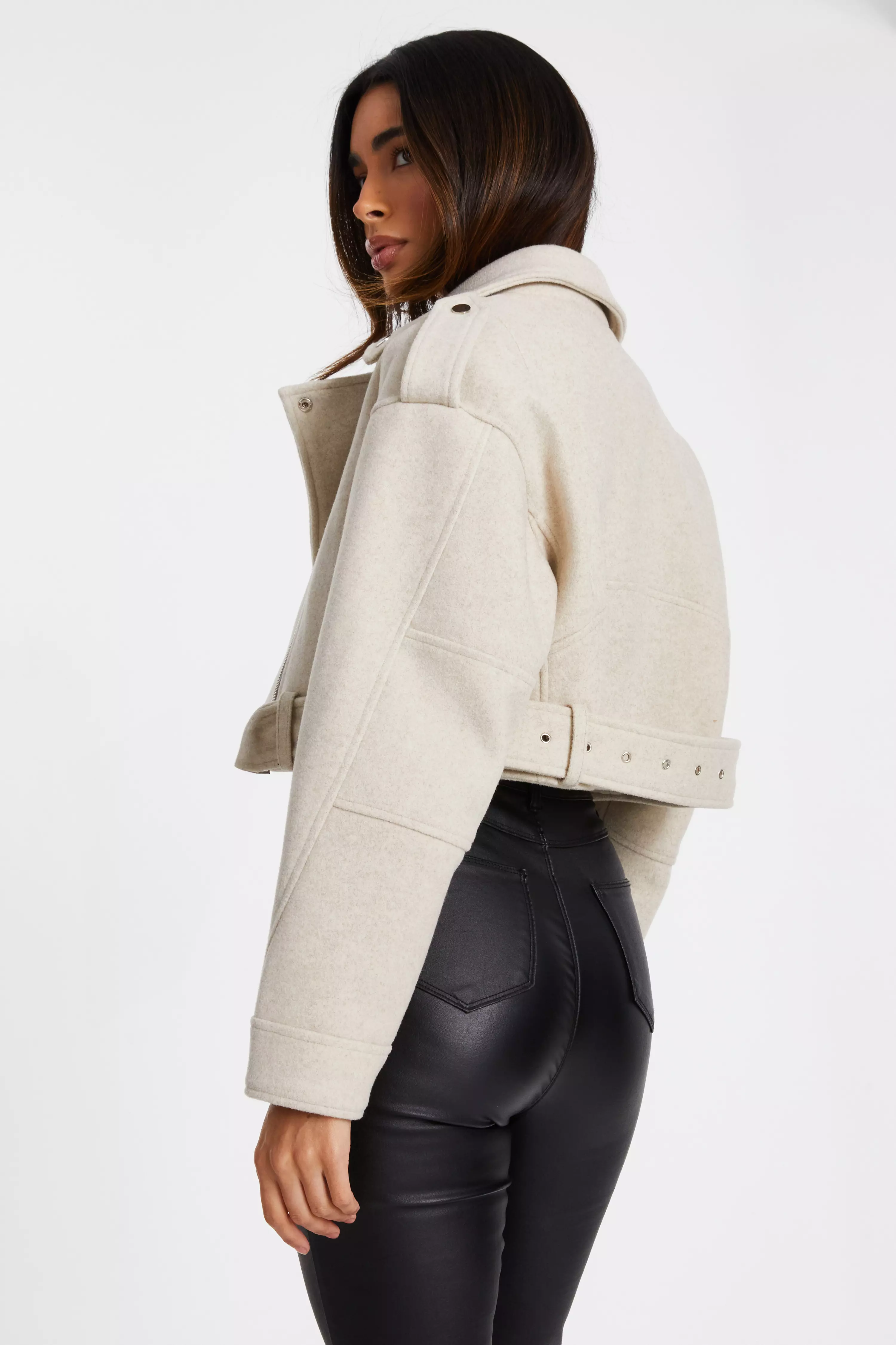 Stone Cropped Biker Jacket