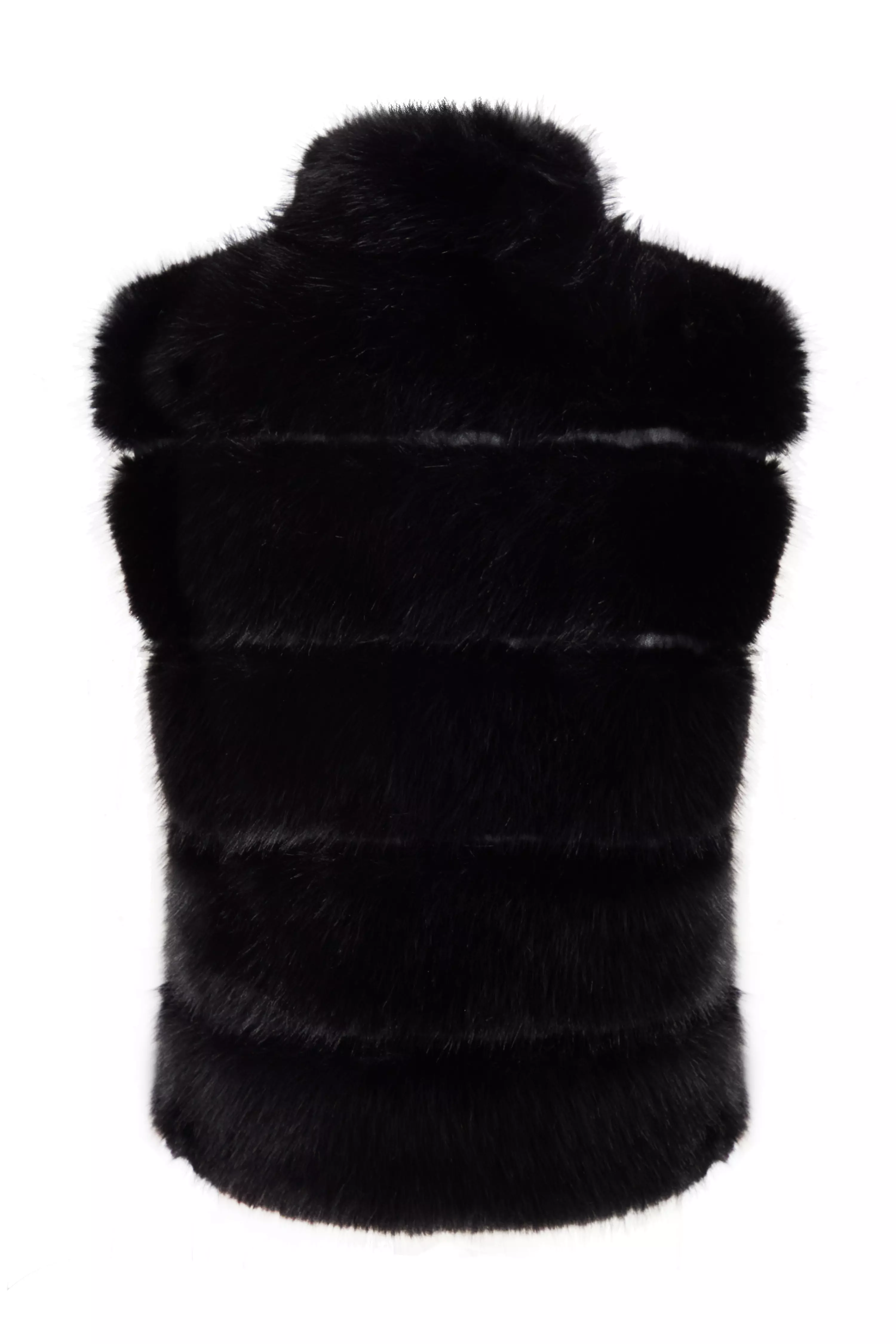 Black Faux Fur Zip Front Gilet 