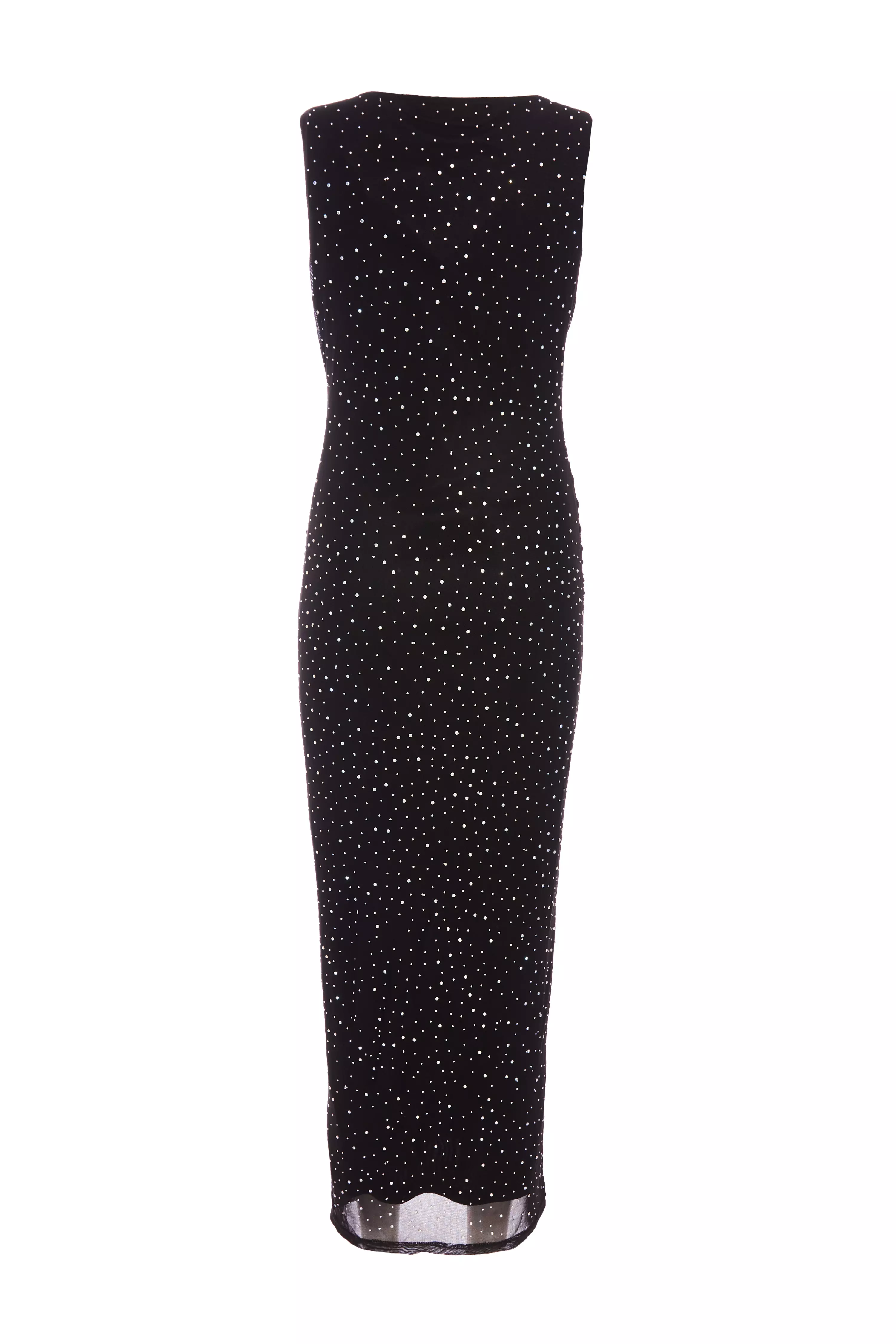 Black Mesh Embellished Midaxi Dress