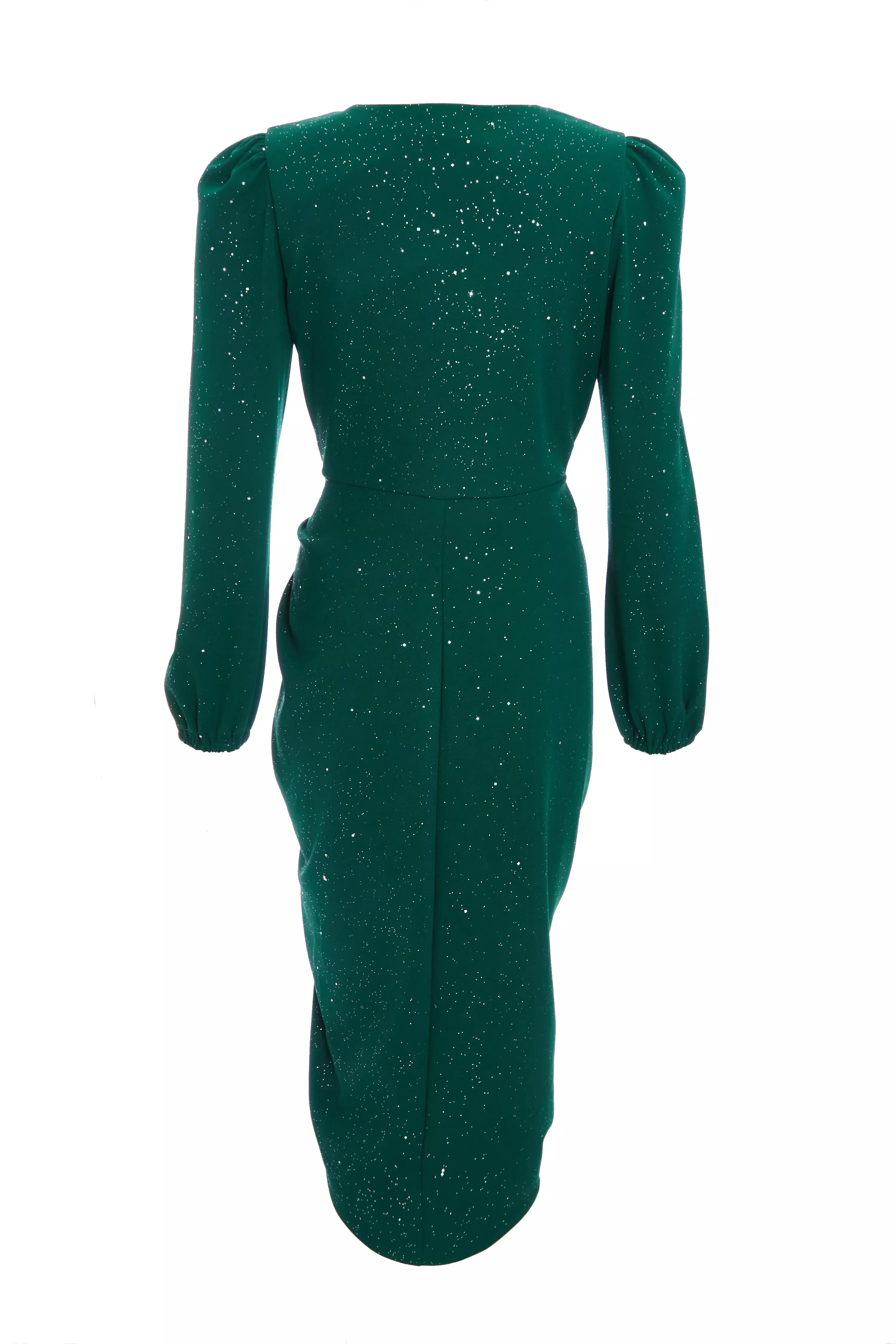 Bottle Green Glitter Midi Dress