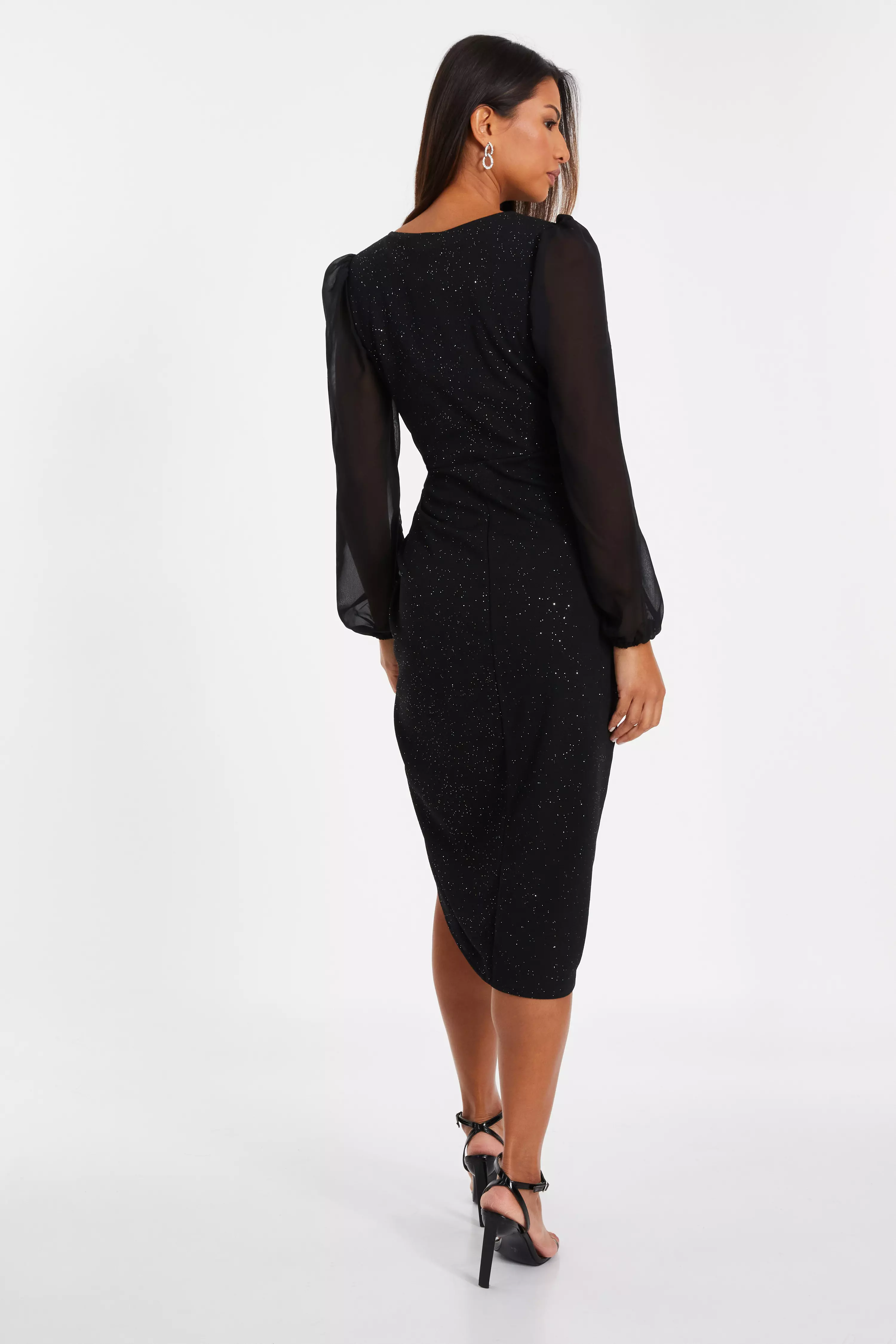 Black Glitter Midi Dress