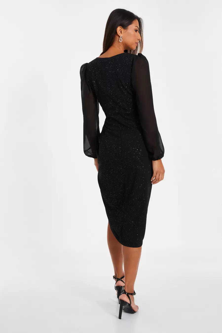 Black Glitter Midi Dress QUIZ Clothing