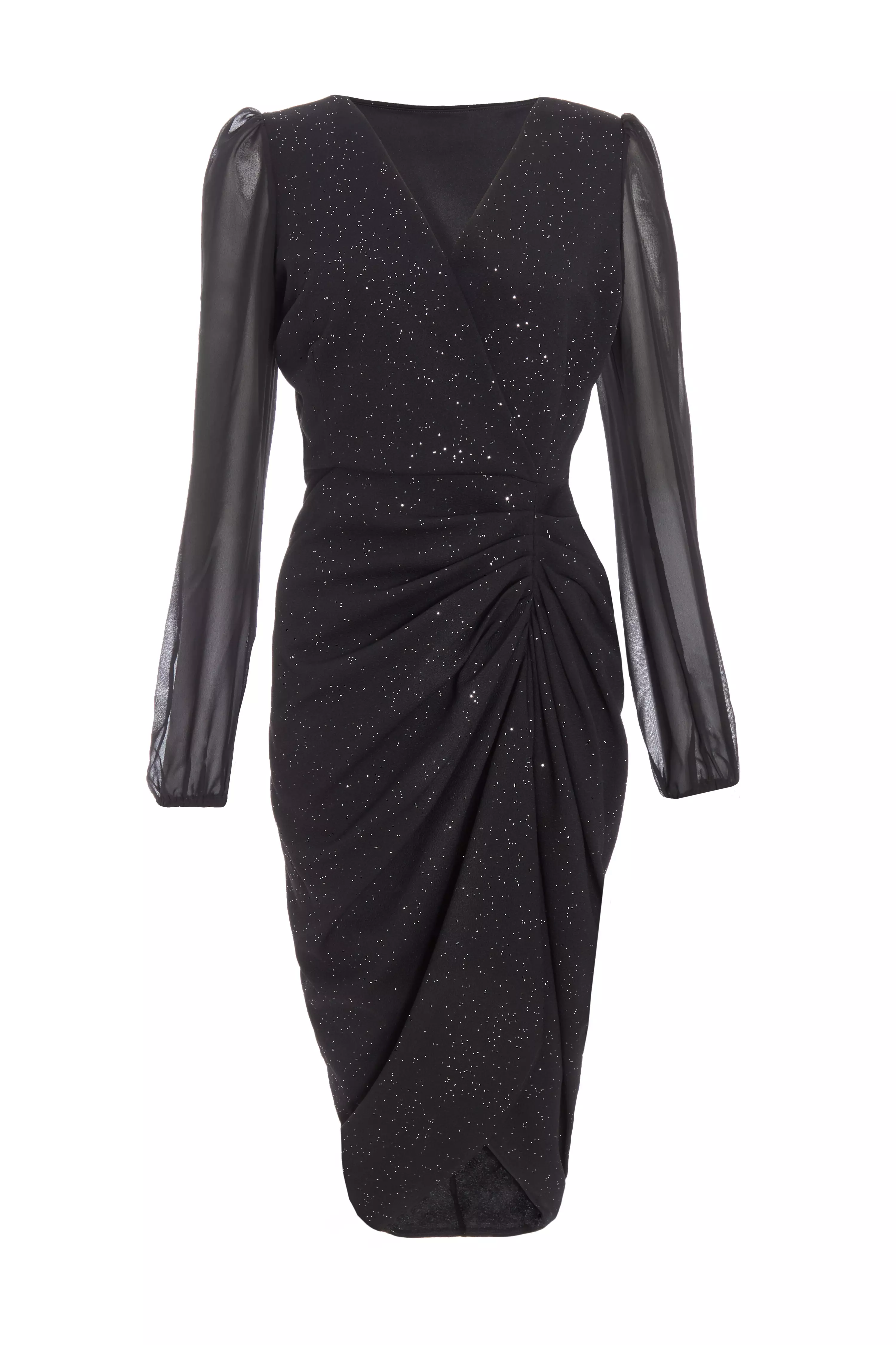 Black Glitter Midi Dress