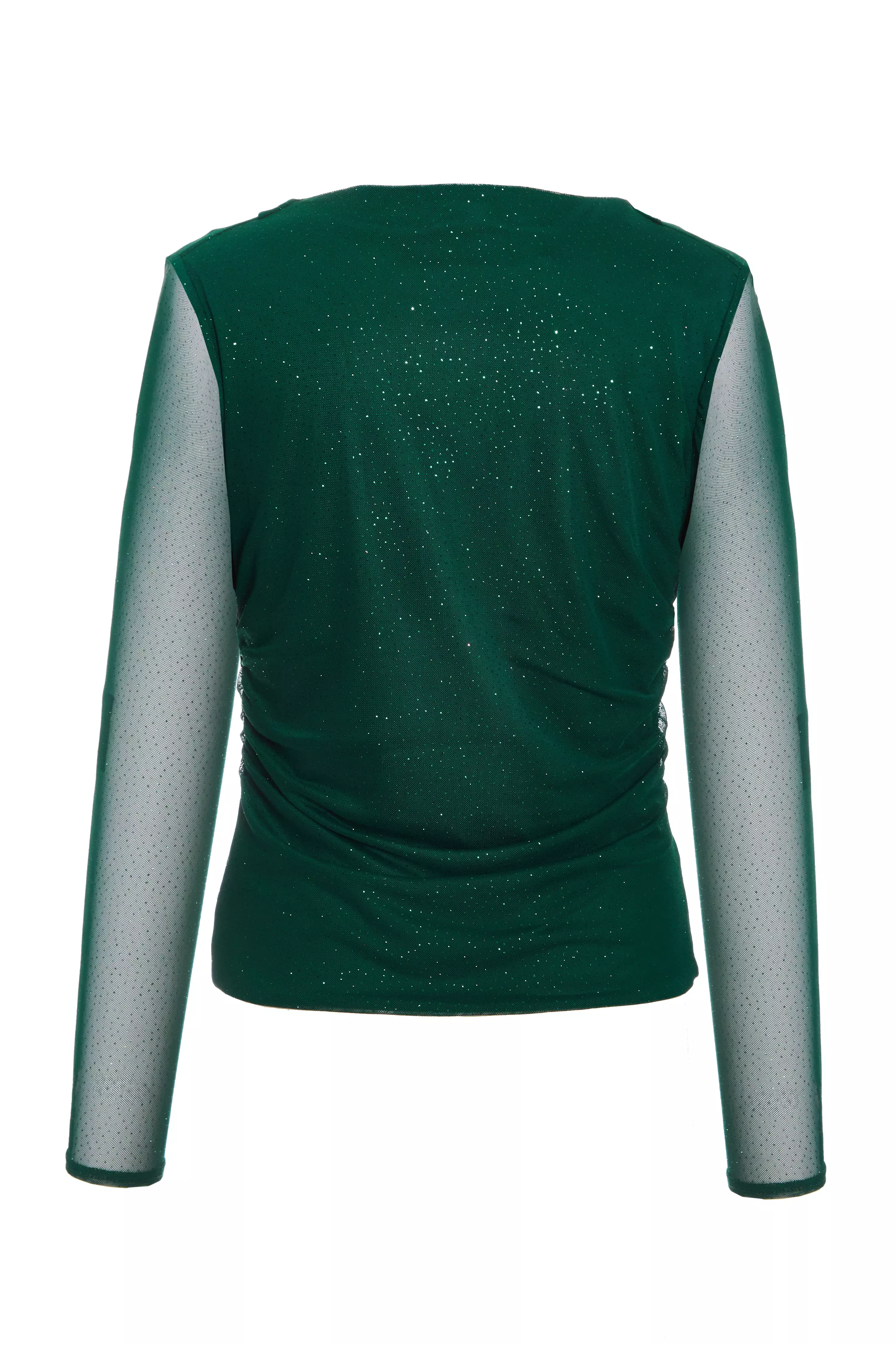 Green Glitter Mesh Crop Top