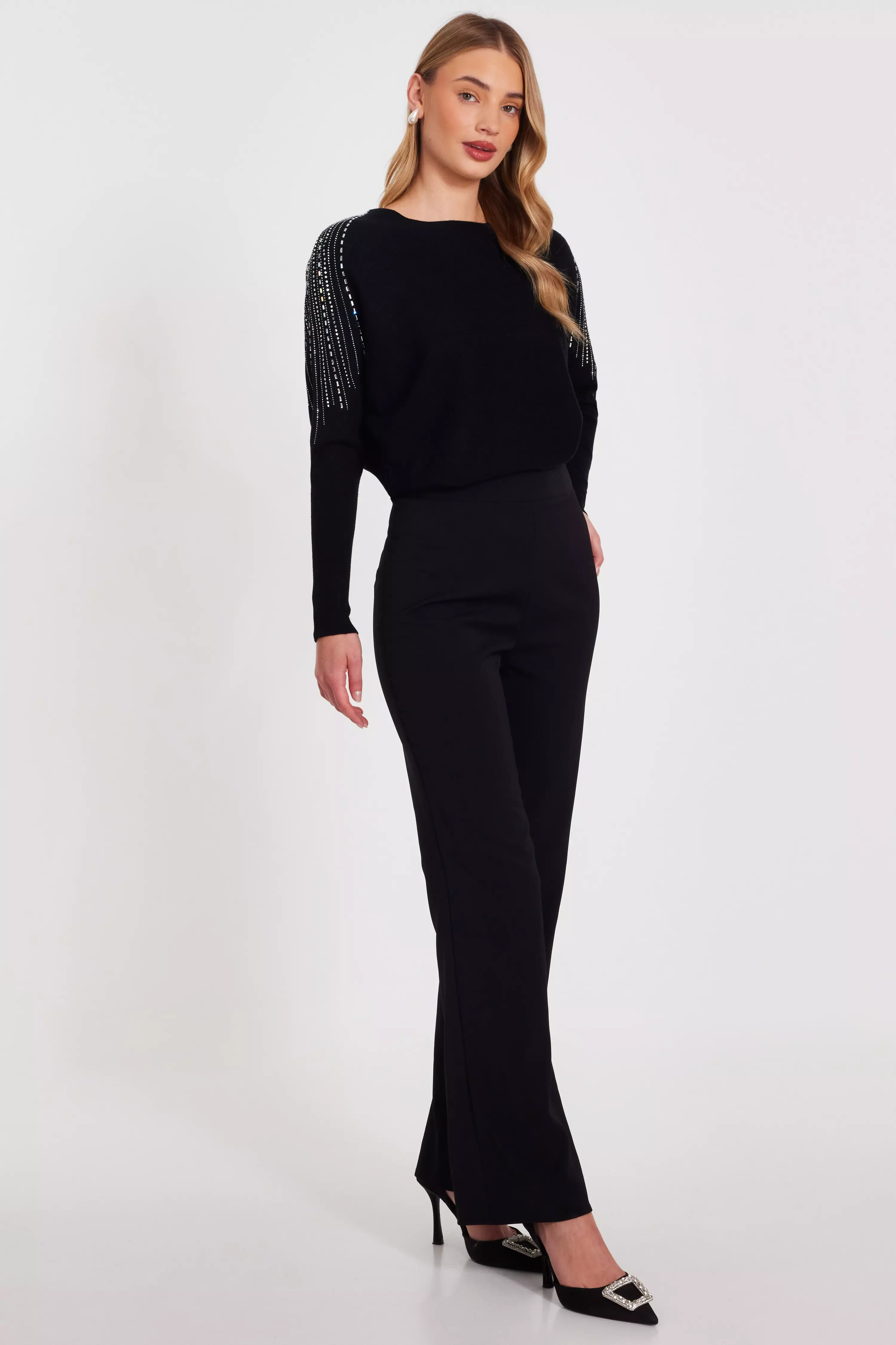 Black Knitted Diamante Jumper