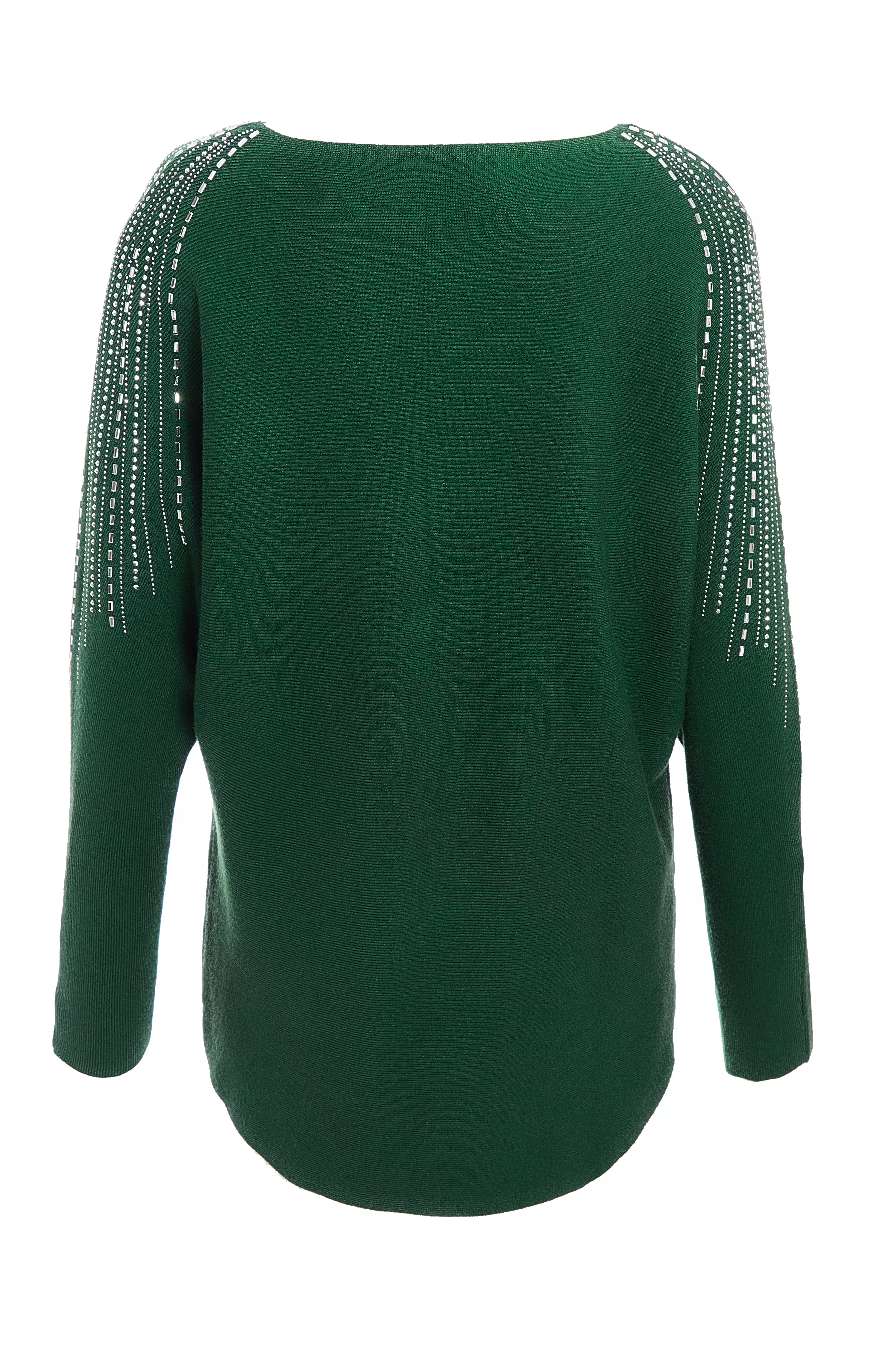 Bottle Green Knitted Diamante Jumper