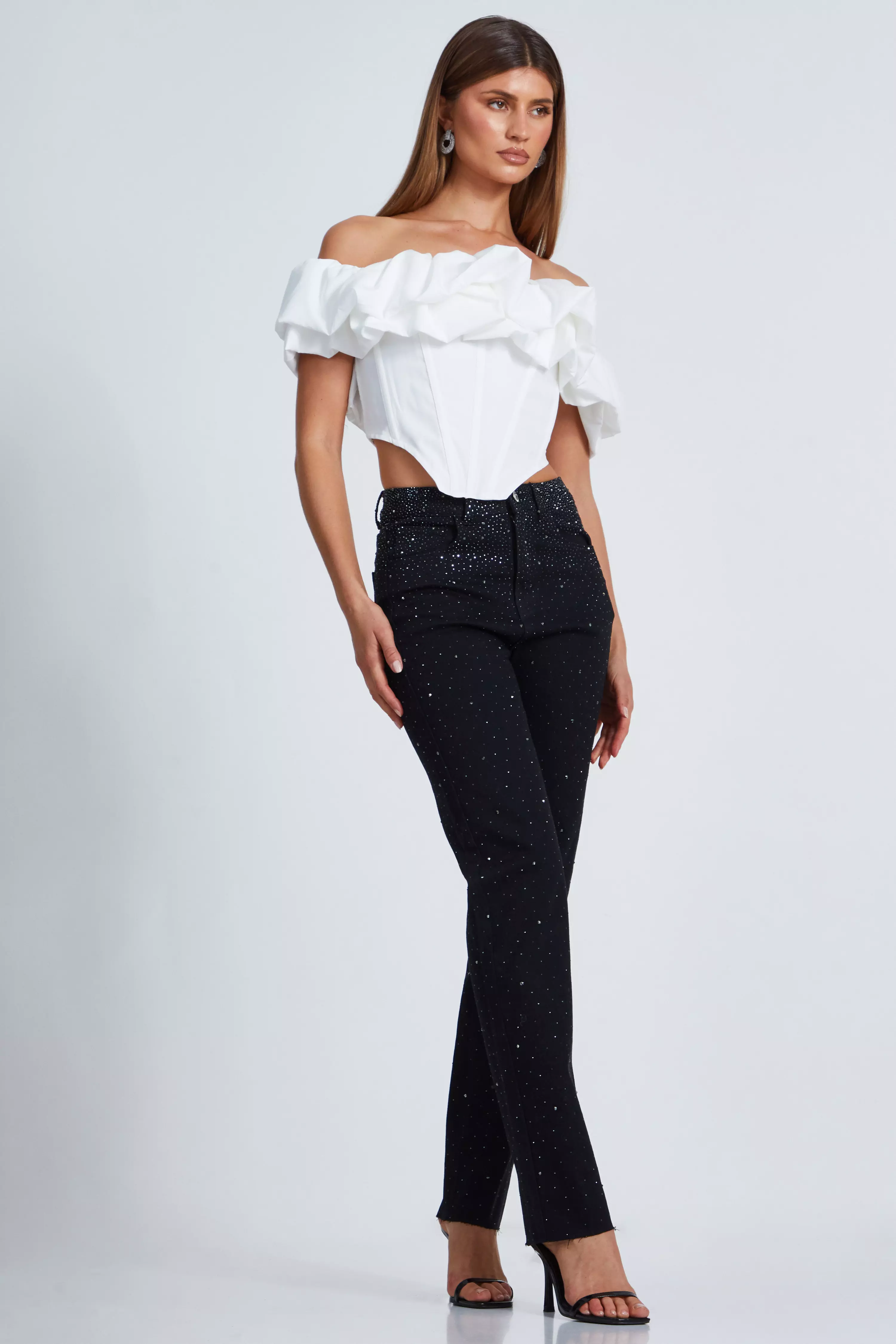 Cream Bardot Corset Top