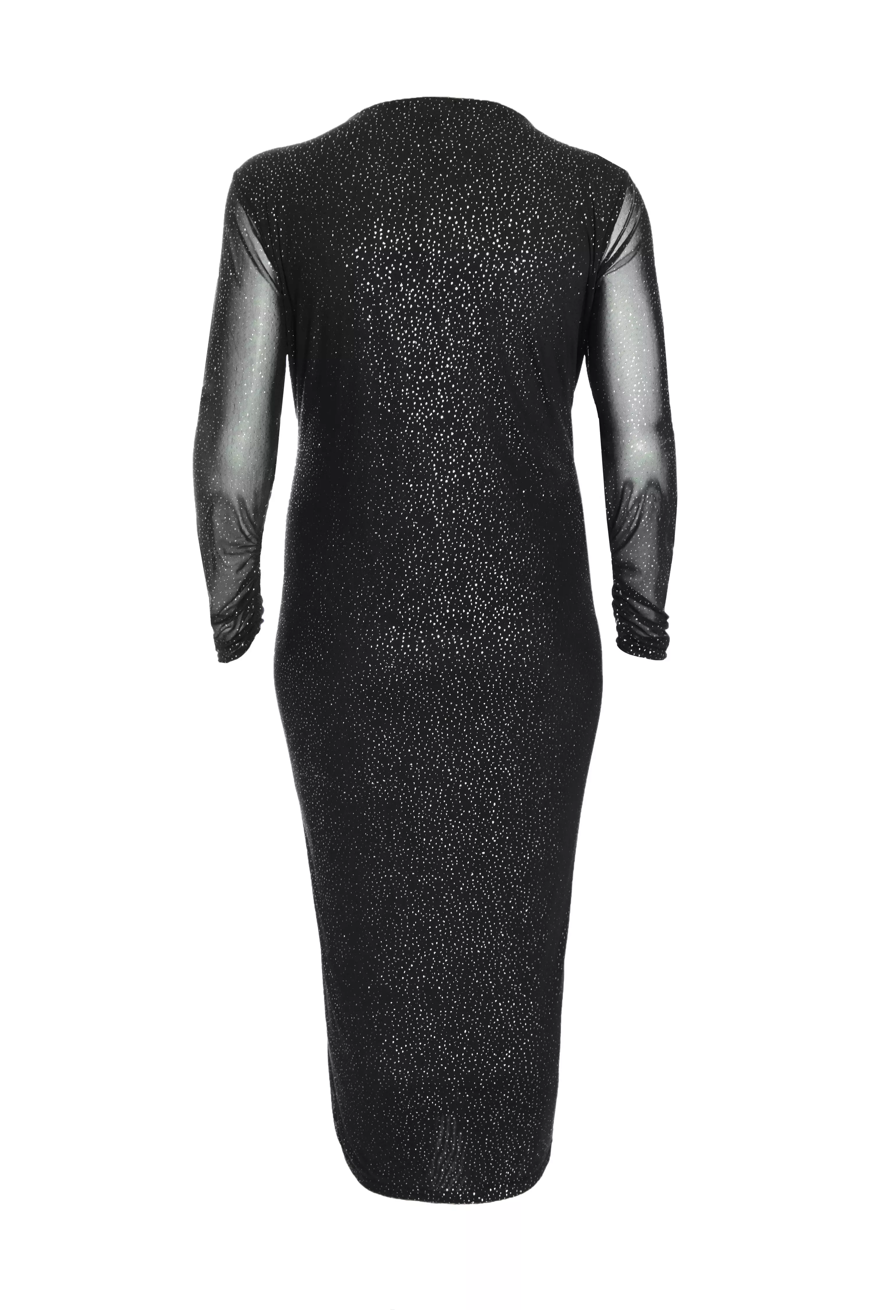 Curve Black Glitter Mesh Midaxi Dress