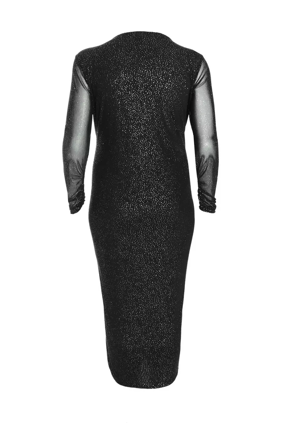 Curve Black Glitter Mesh Midaxi Dress QUIZ Clothing