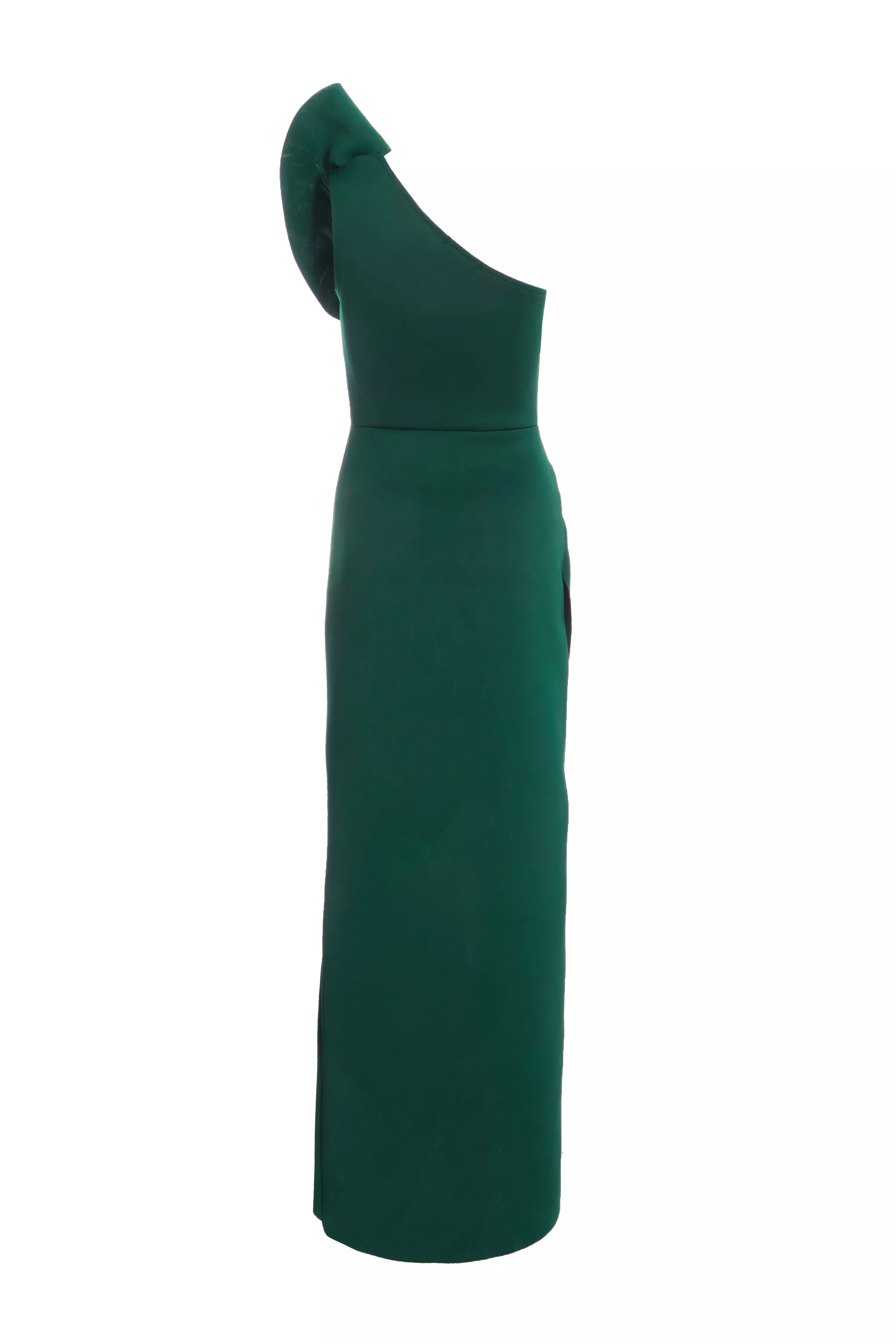 Bottle Green One Shoulder Maxi Dress