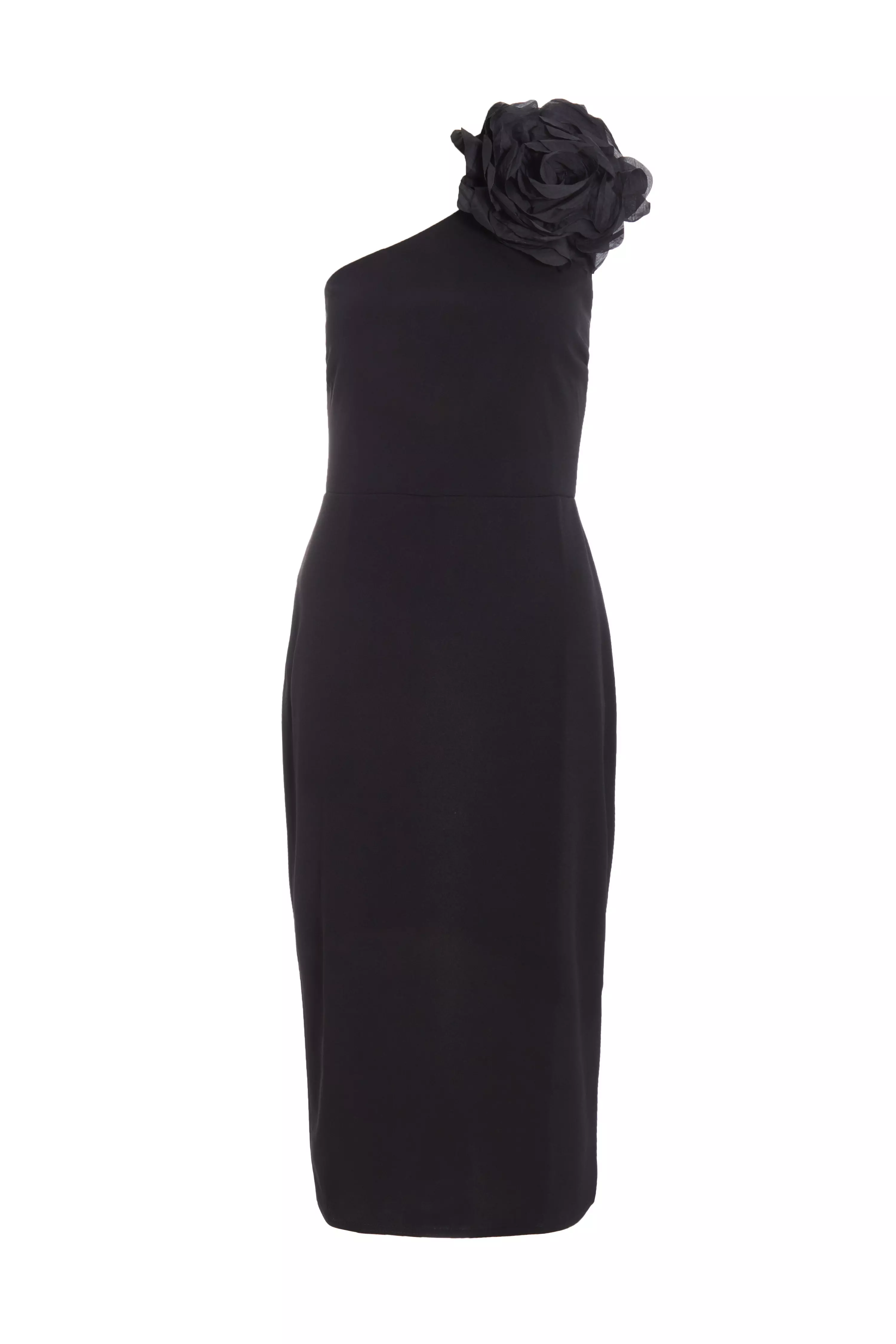 Black Corsage Midi Dress