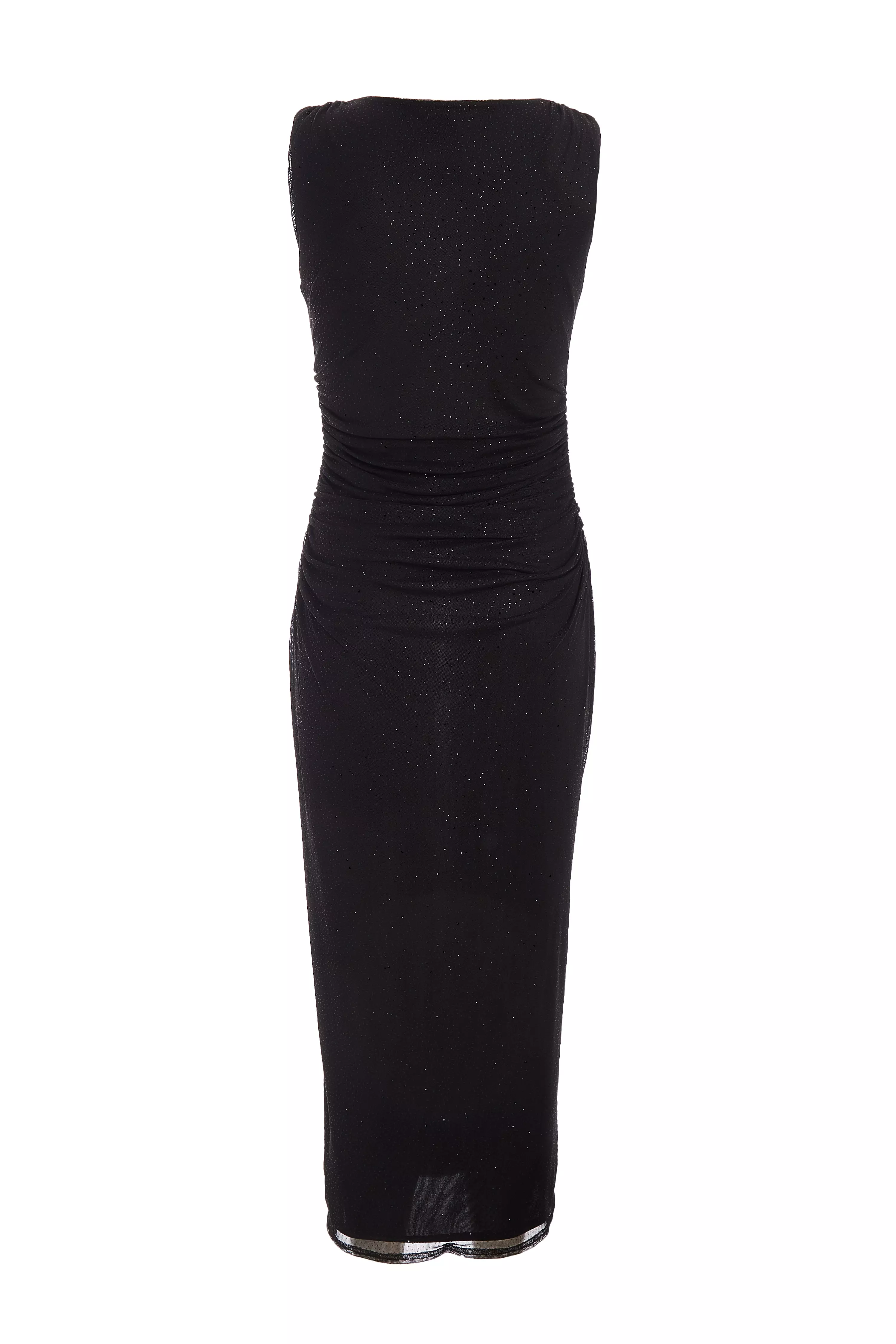 Petite Black Glitter Mesh Midaxi Dress