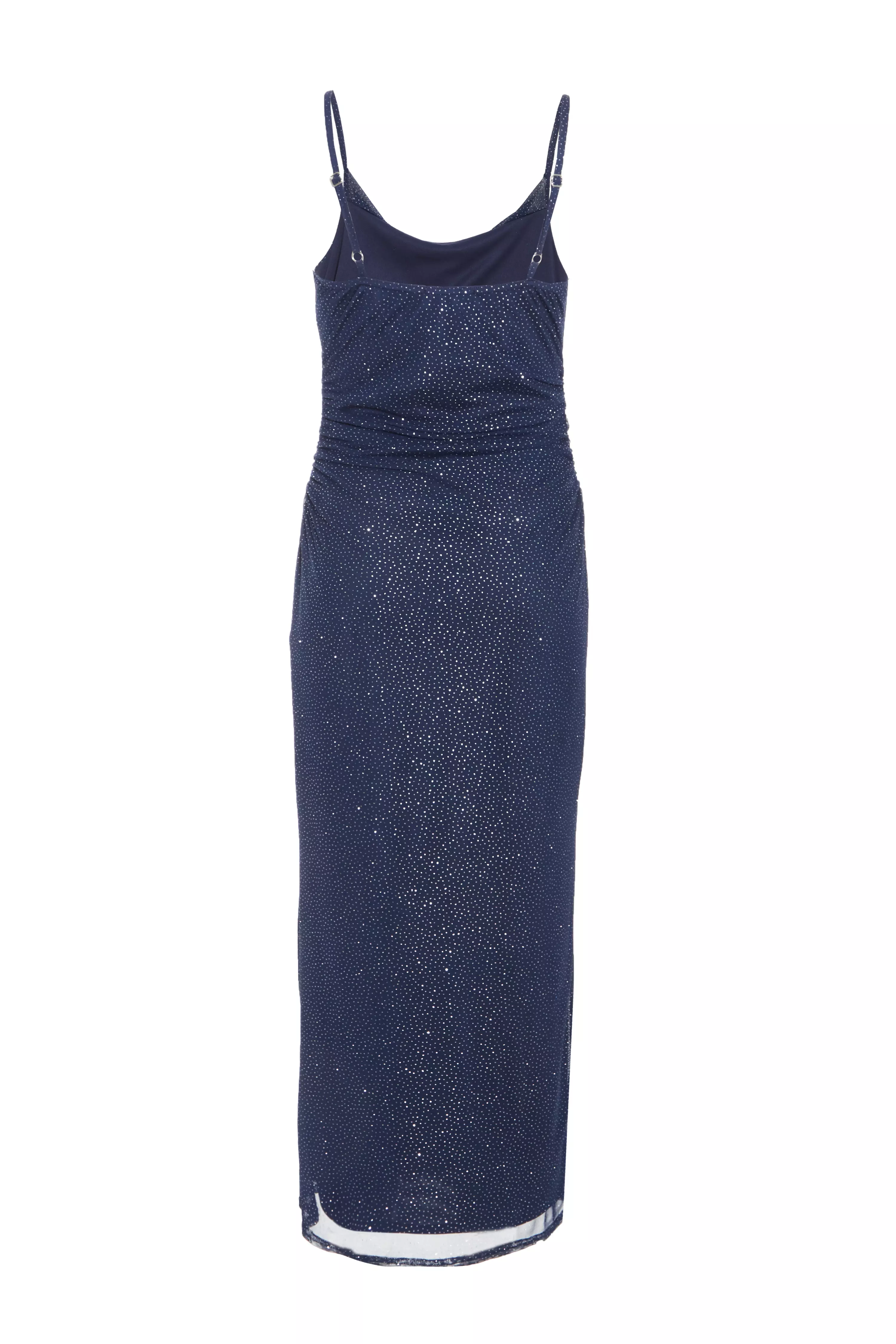 Petite Navy Glitter Mesh Midaxi Dress