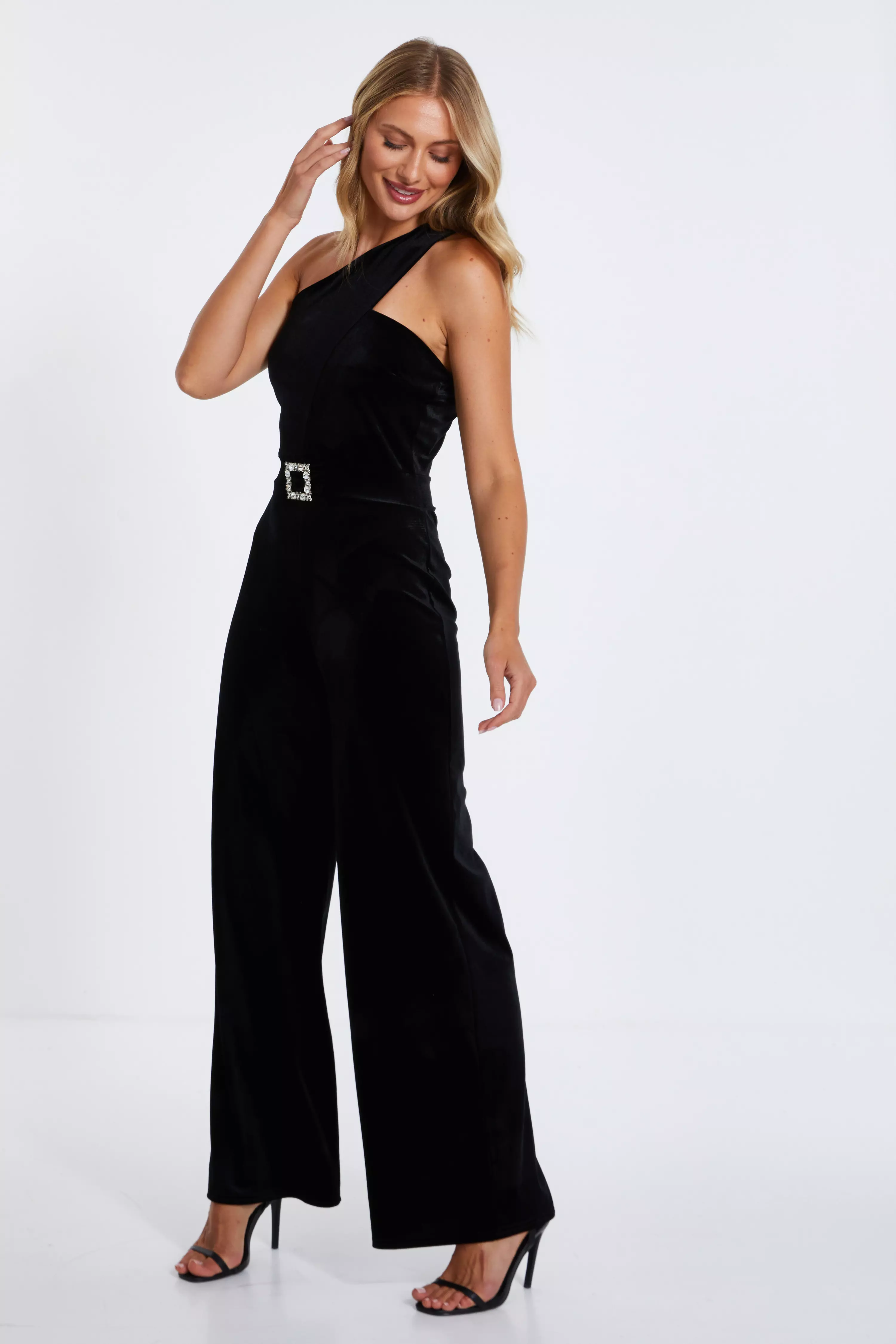 Black Velvet Asymmetric Jumpsuit