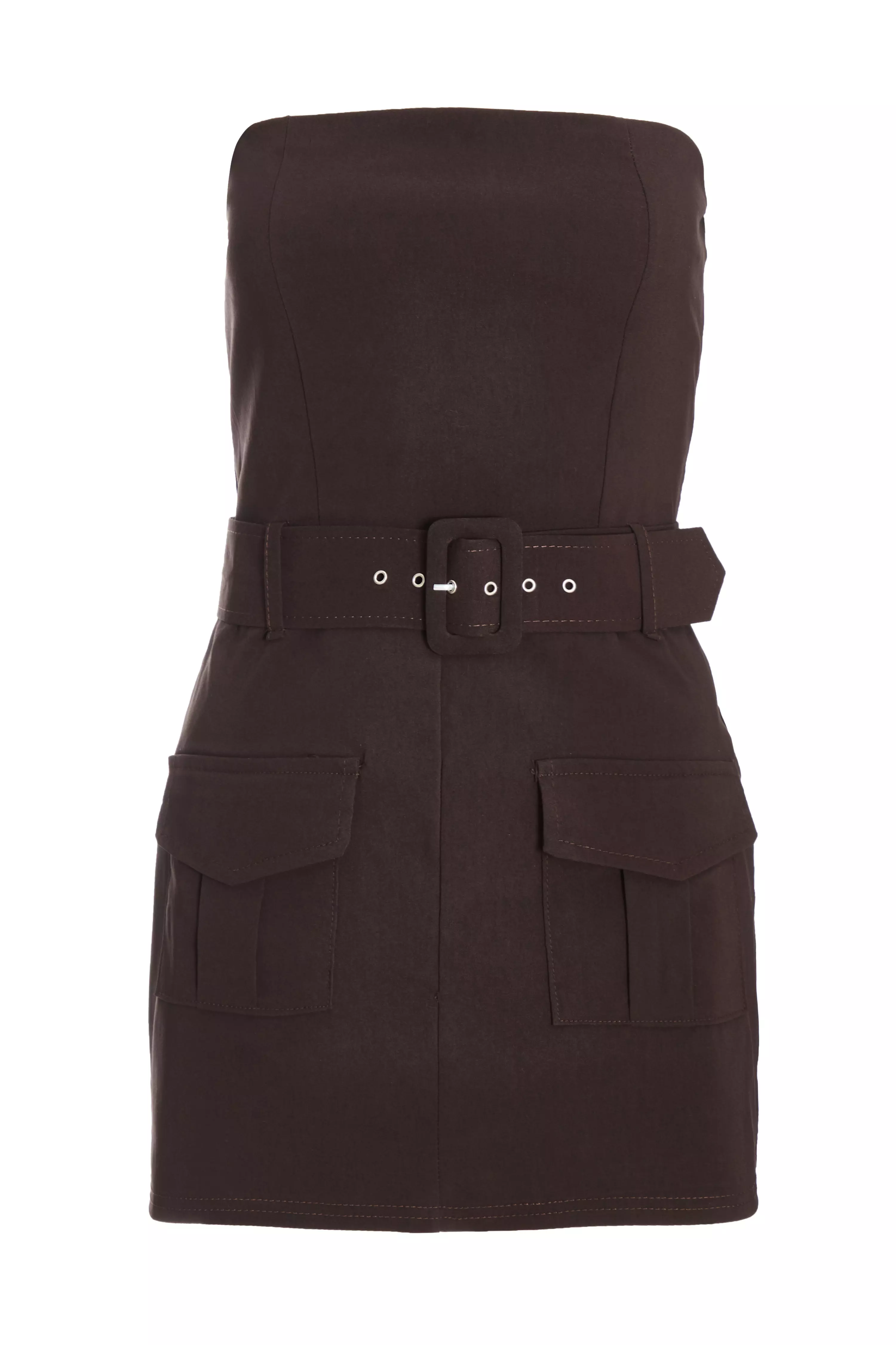 Brown Bandeau Skort Playsuit