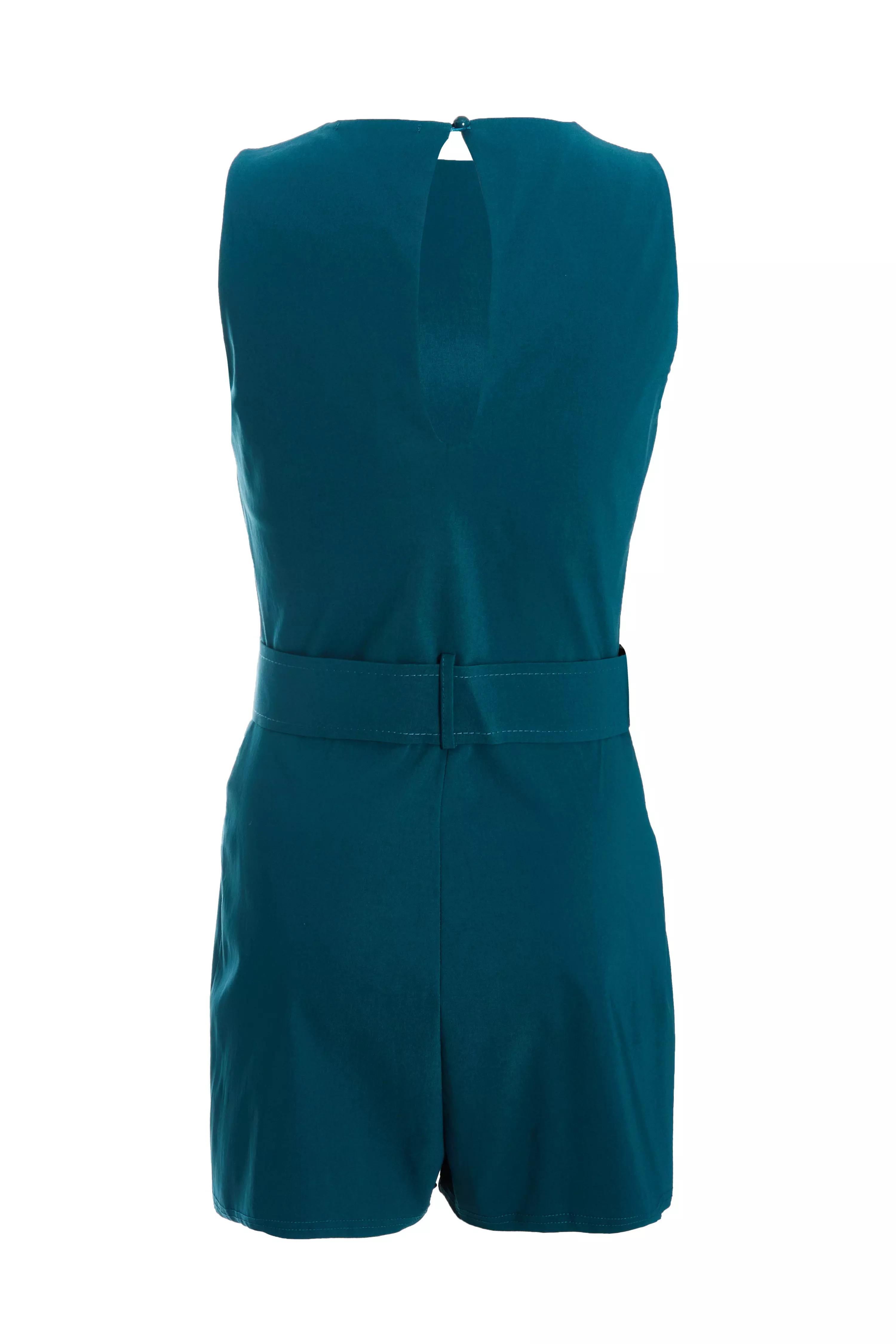 Teal Round Neck Skort Playsuit