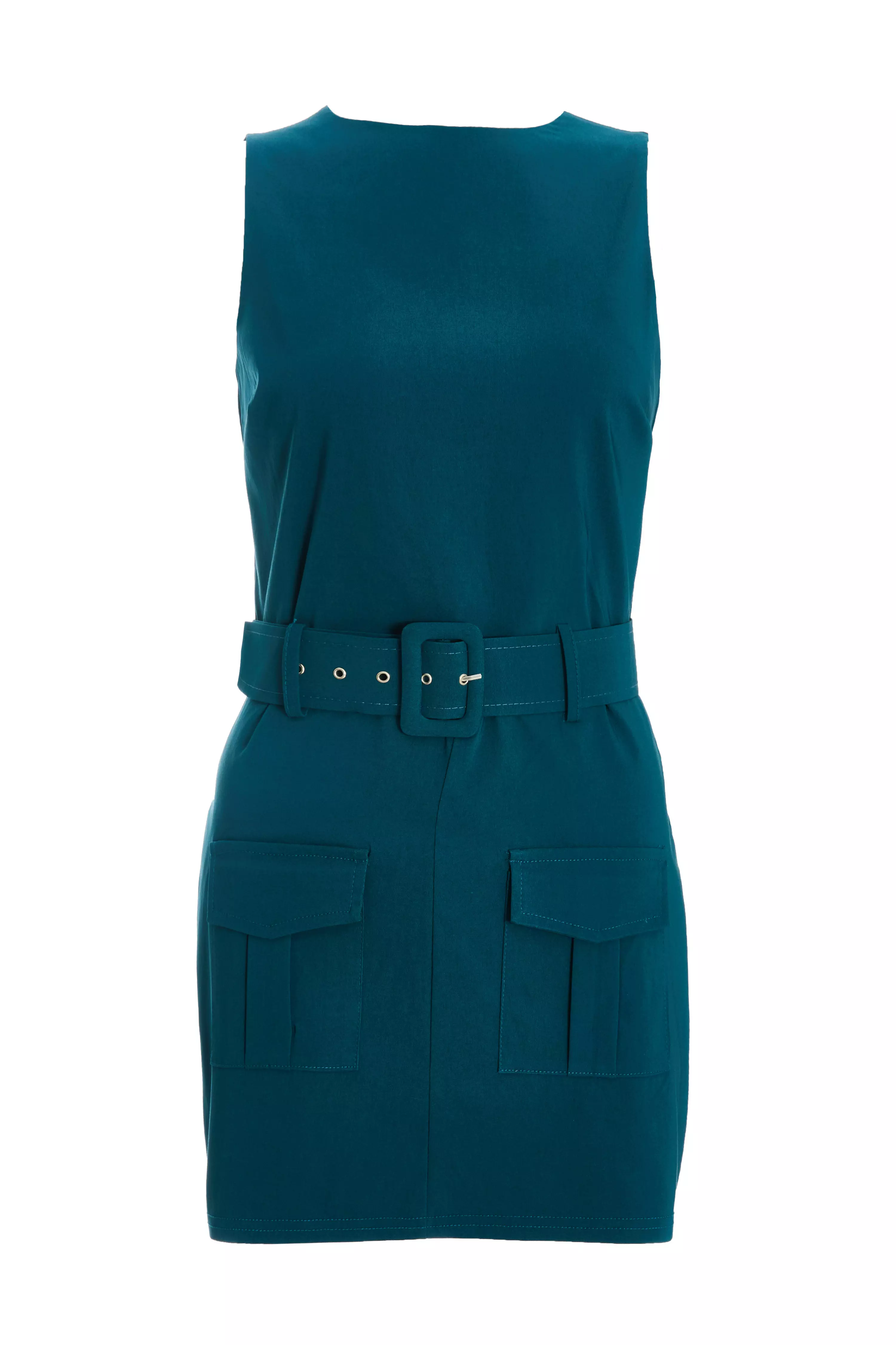 Teal Round Neck Skort Playsuit