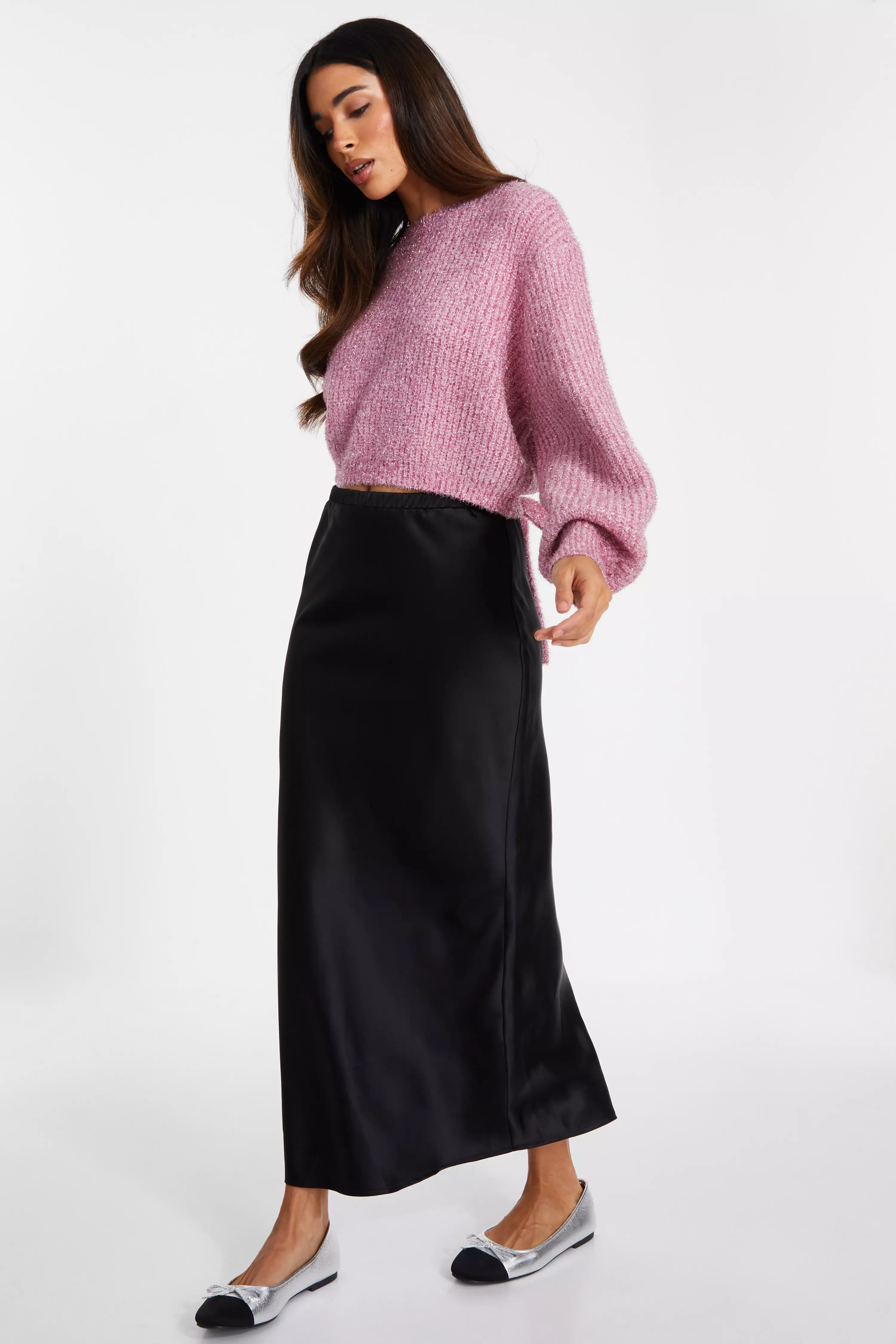 Pink Tinsel Knit Jumper