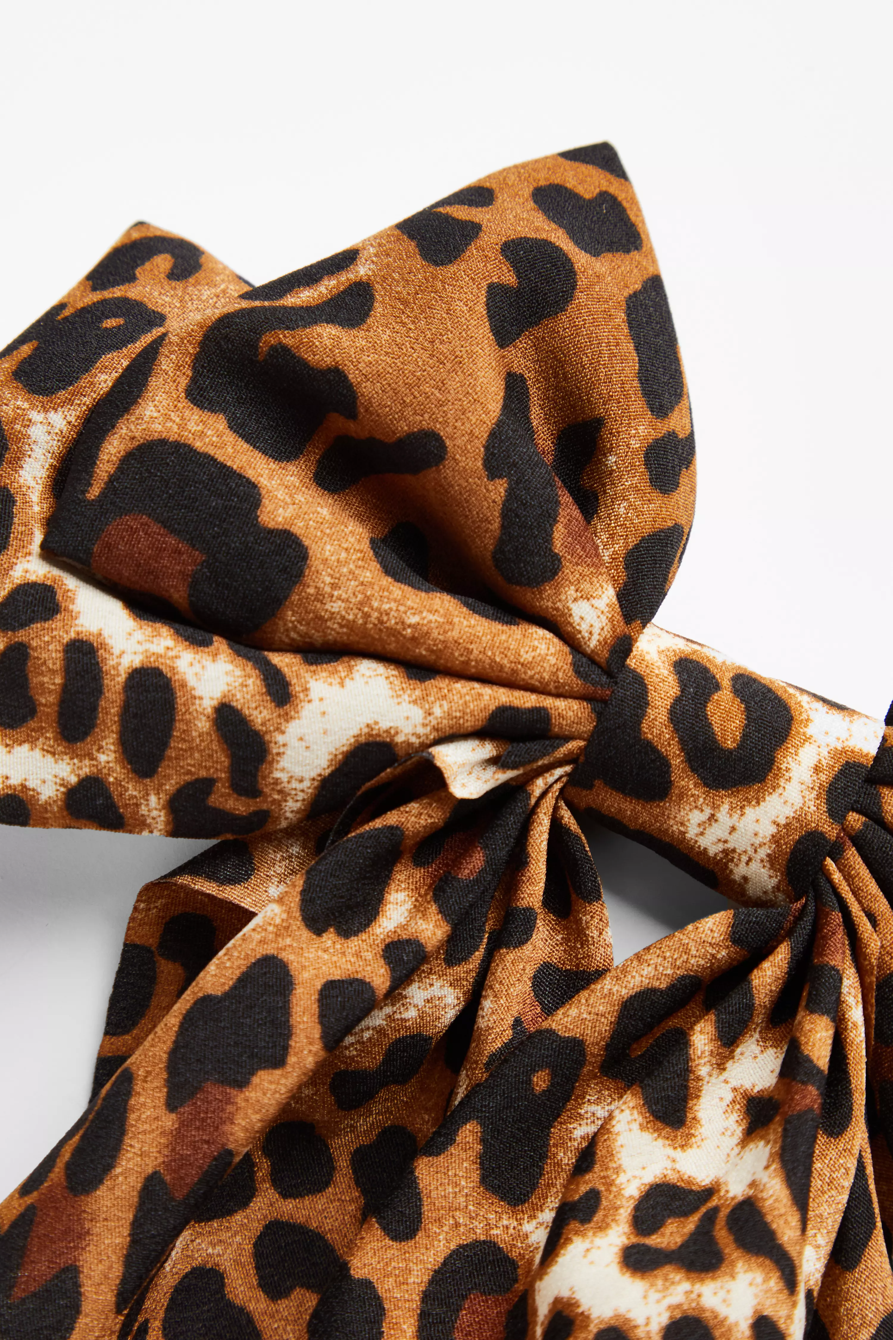 Large Satin Leopard Print Hair Bow