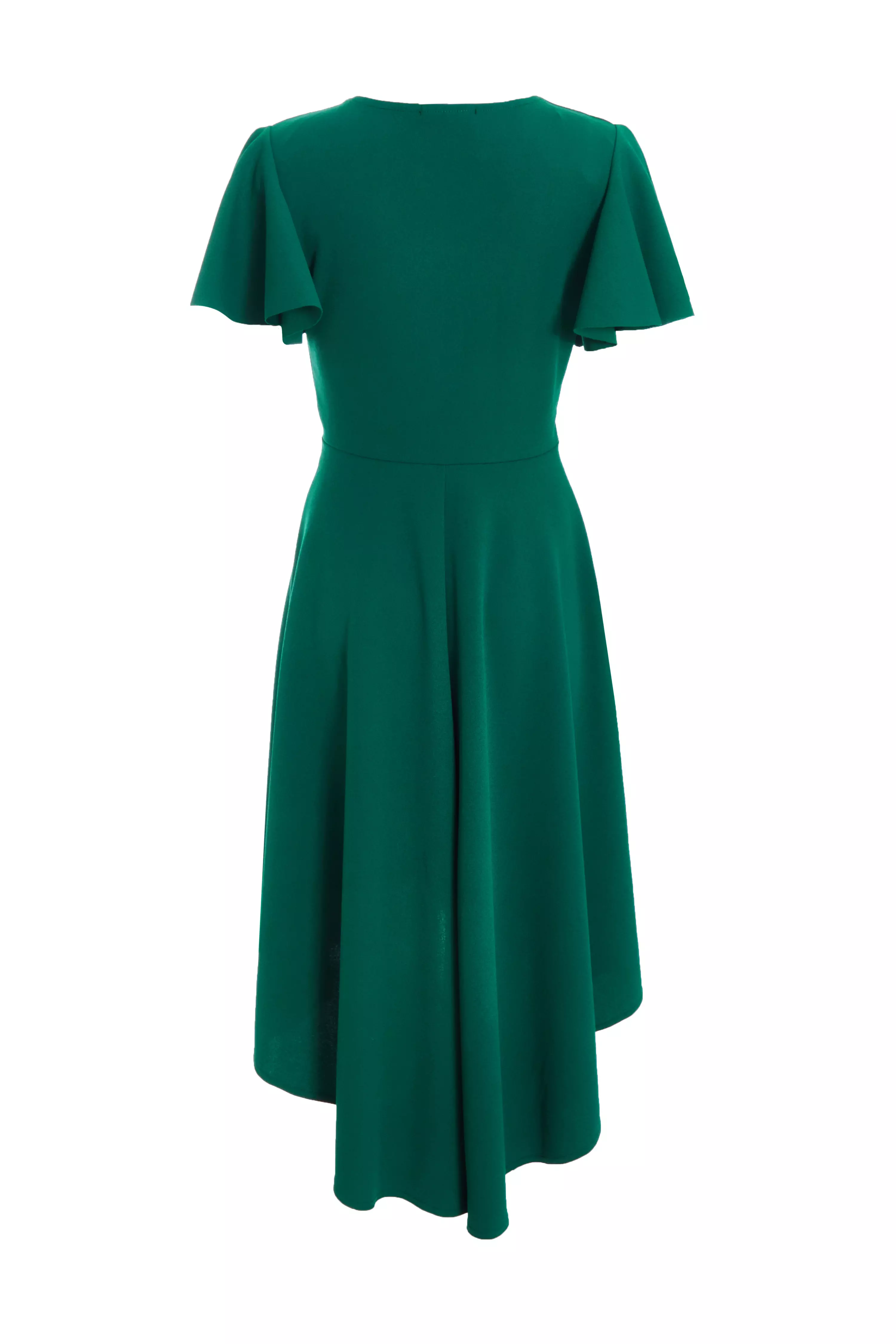 Bottle Green Buckle Detail Midi Dress