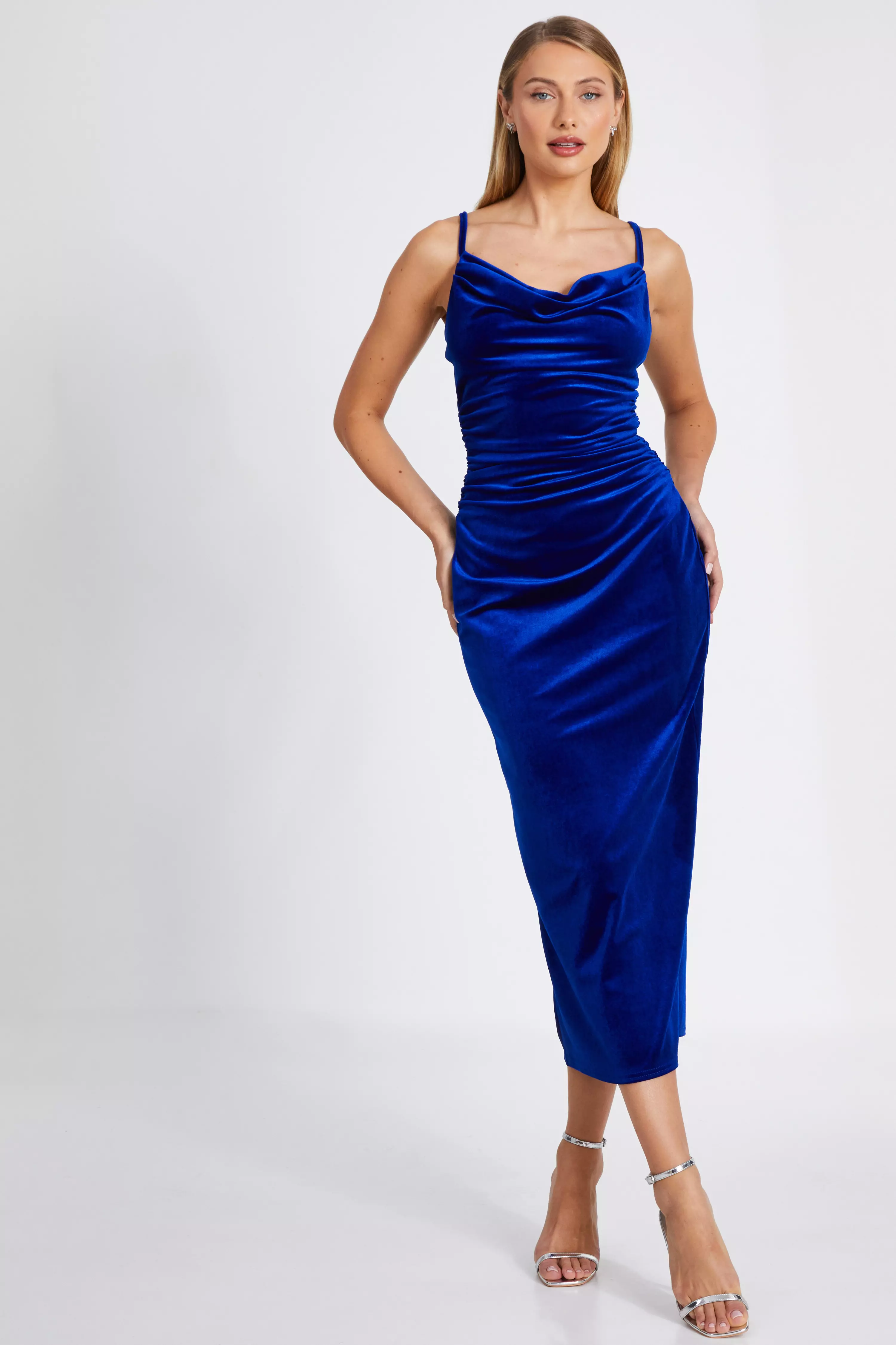 Royal Blue Velvet Midaxi Dress