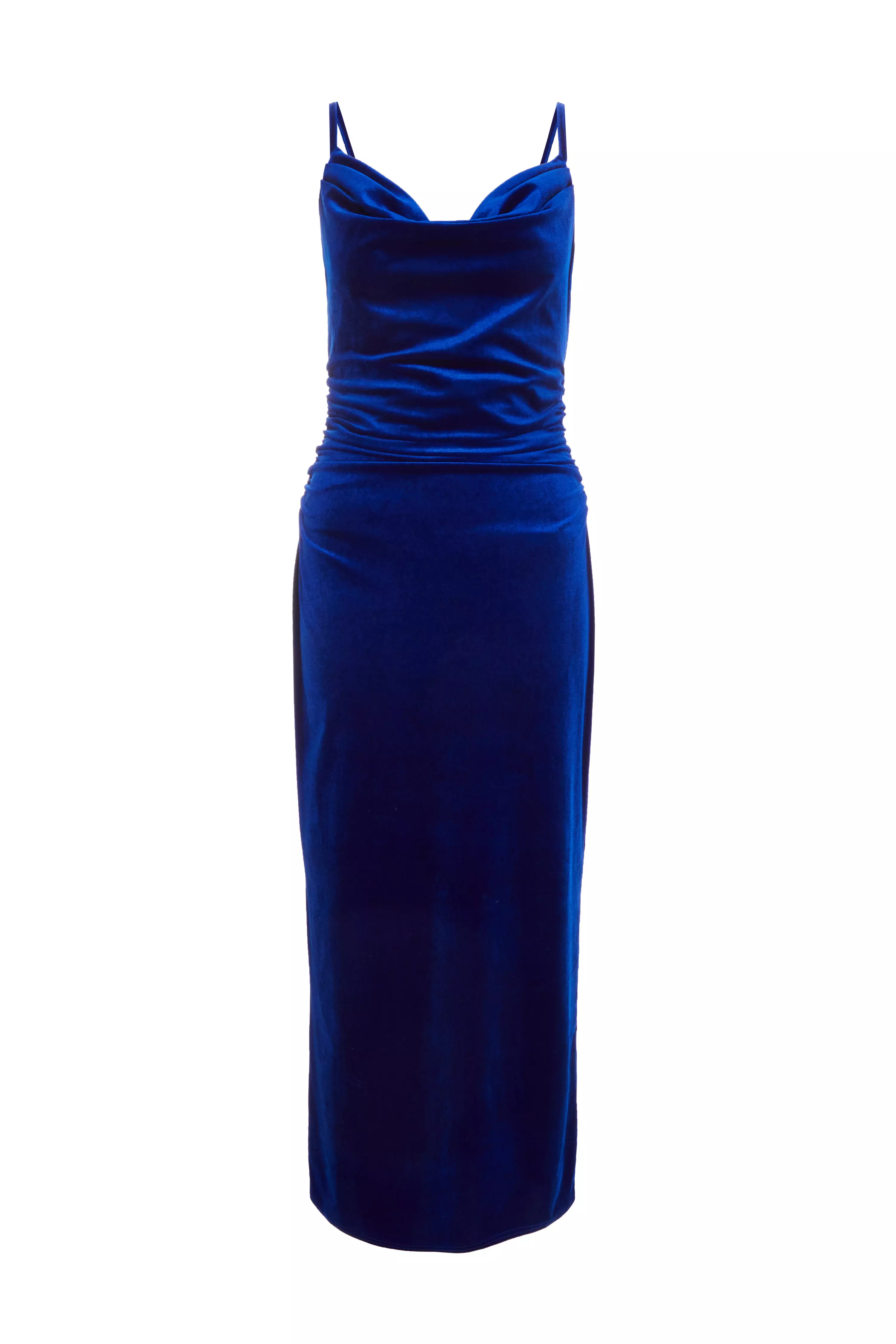 Royal Blue Velvet Midaxi Dress