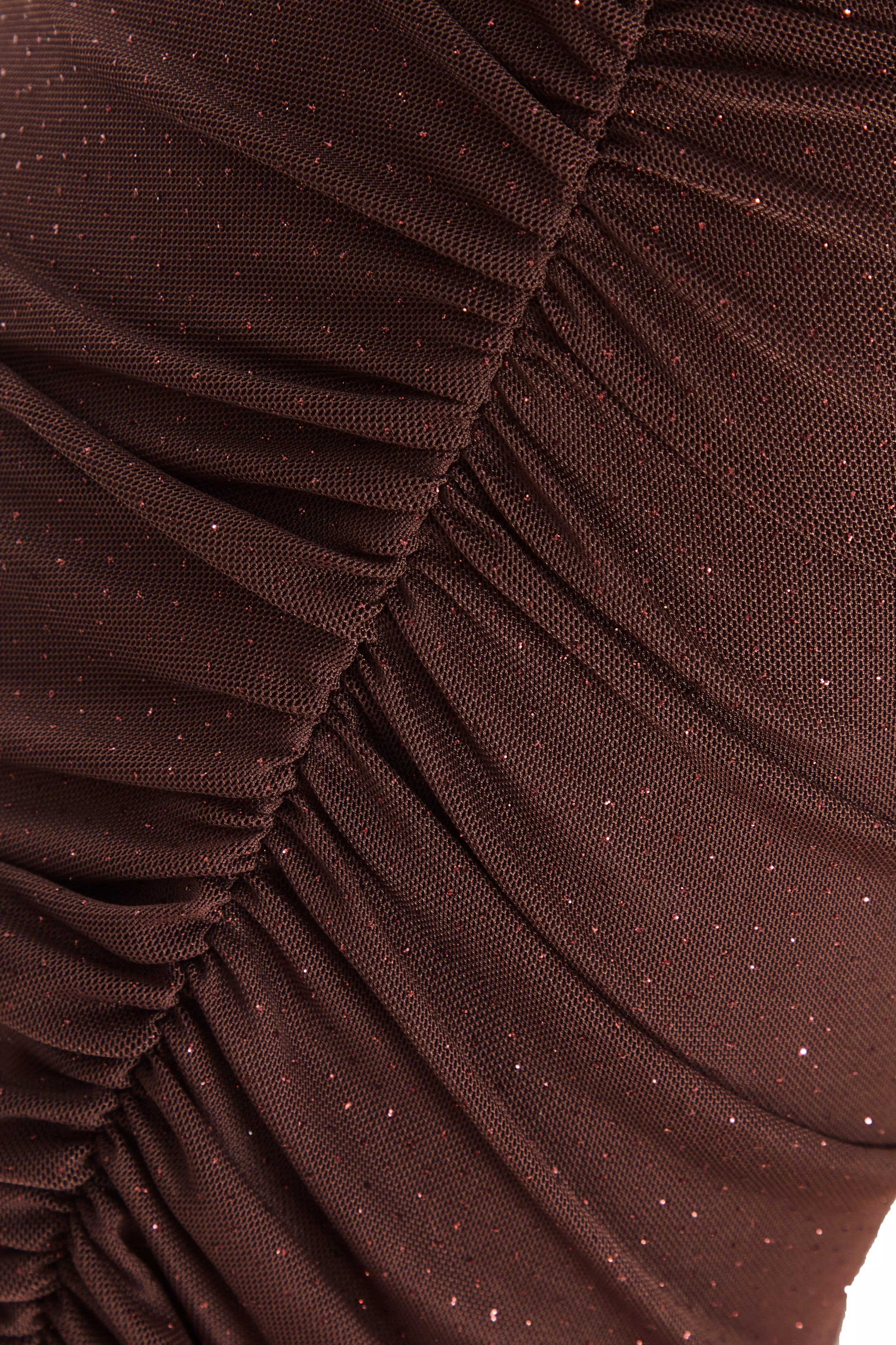 Brown Glitter Mesh Midaxi Dress