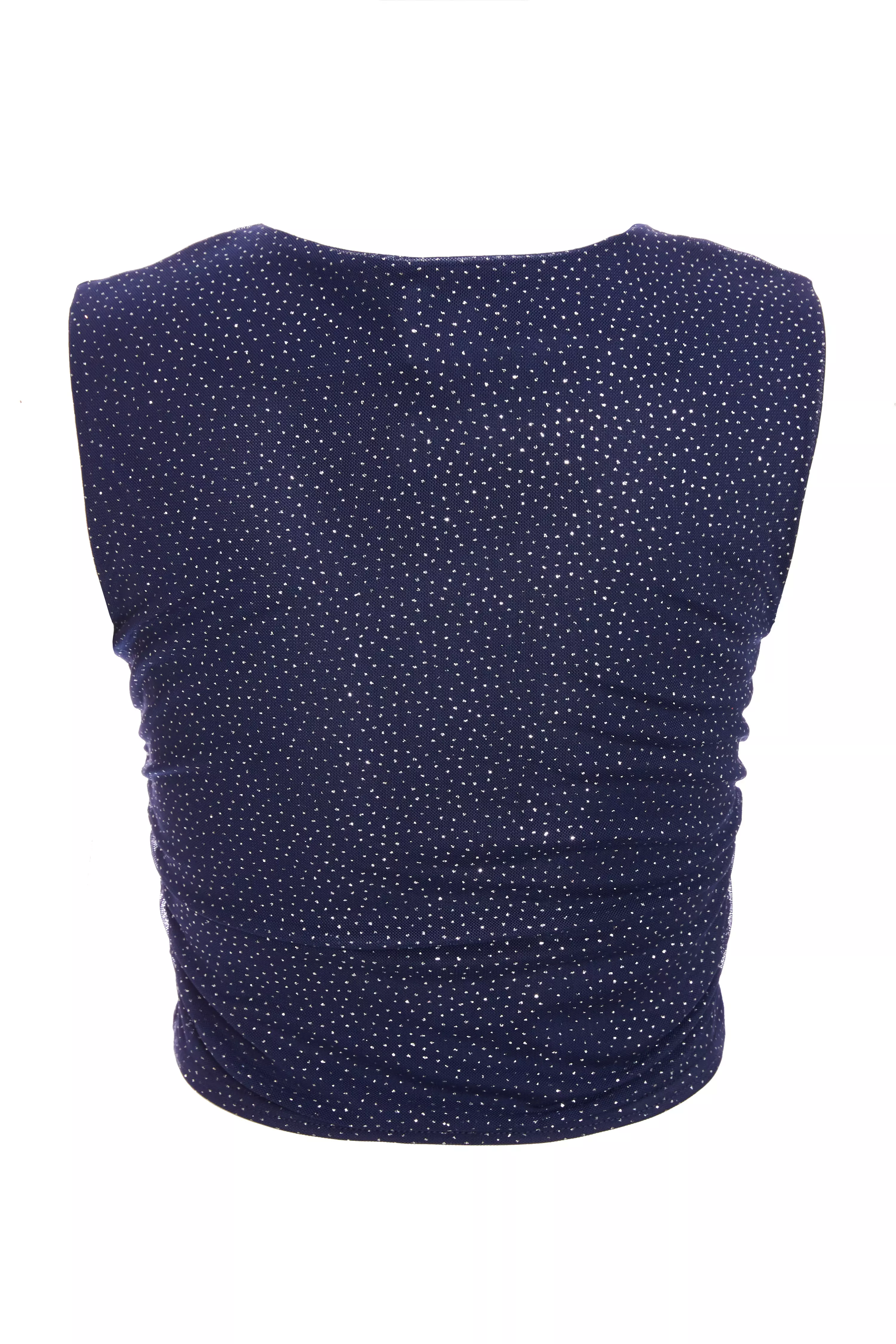 Navy Glitter Mesh Crop Top 