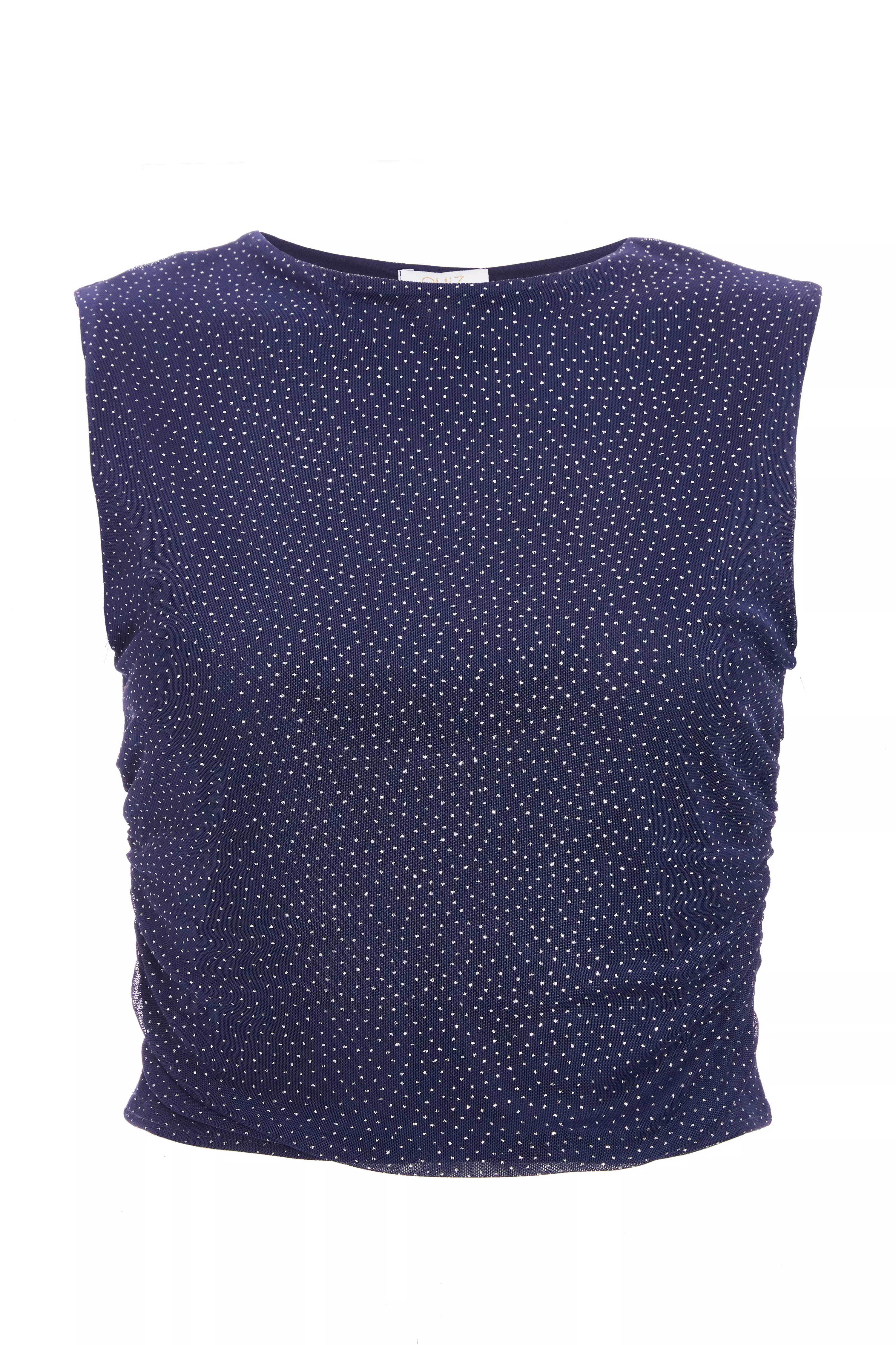 Navy Glitter Mesh Crop Top 