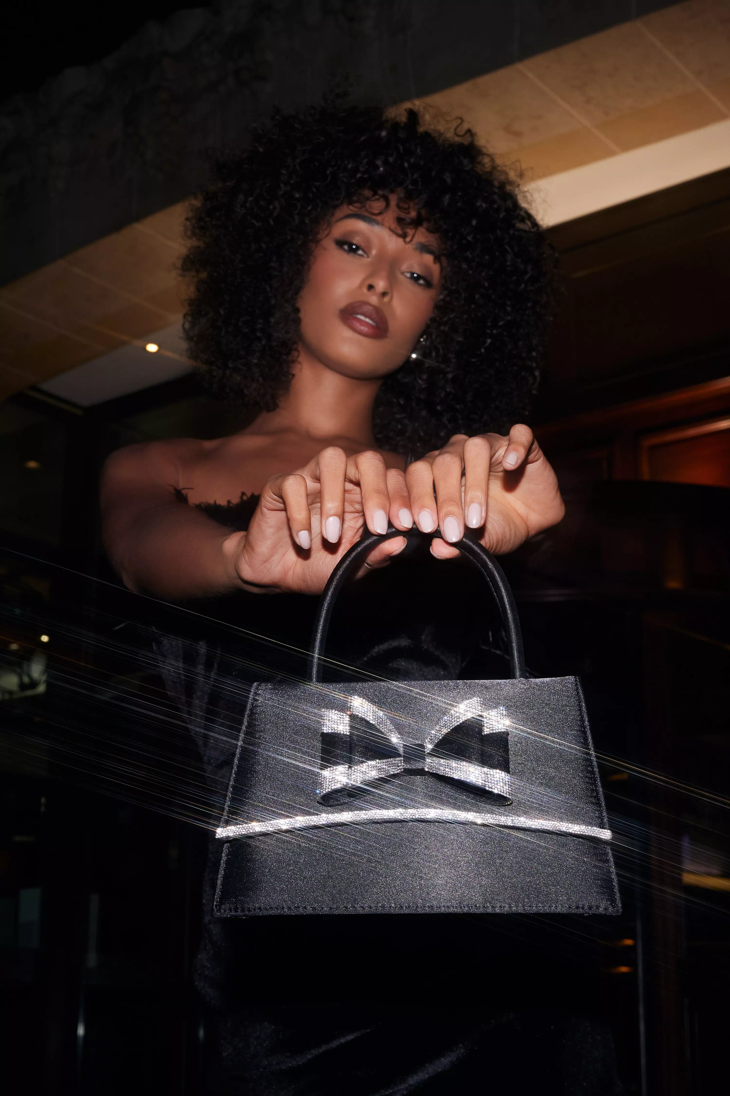 Black Diamante Bow Bag