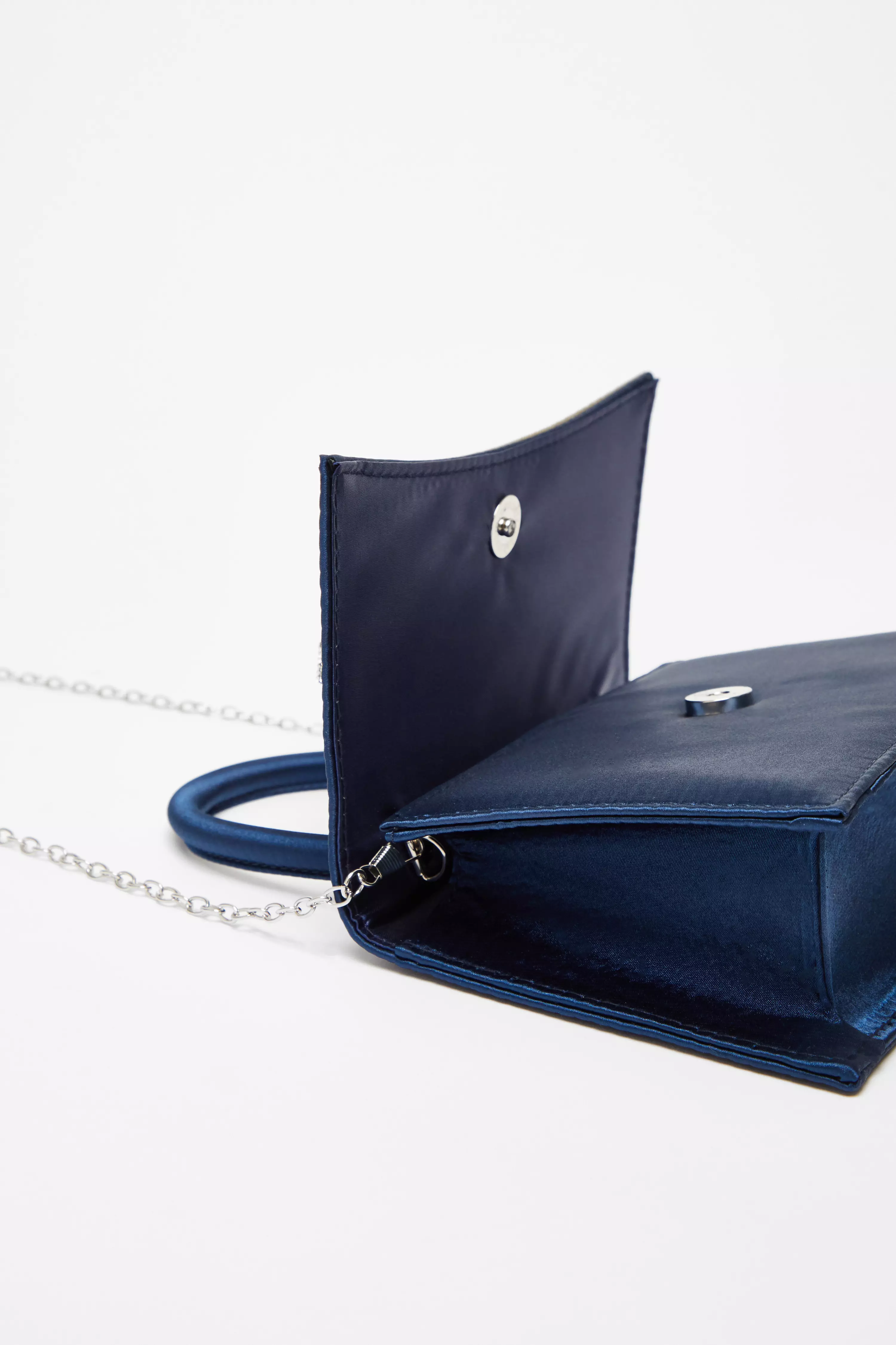 Navy Diamante Bow Bag