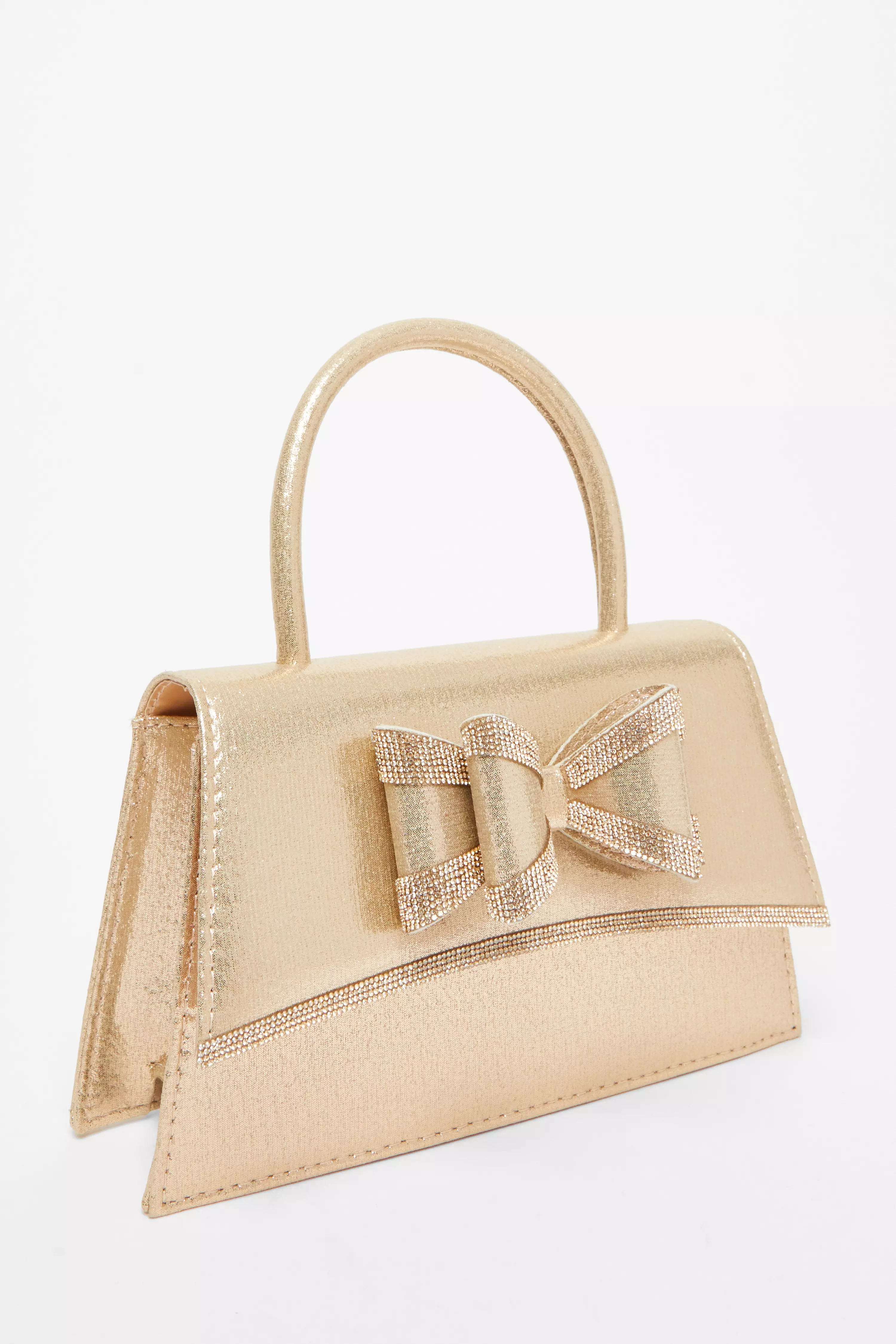 Gold Diamante Bow Bag