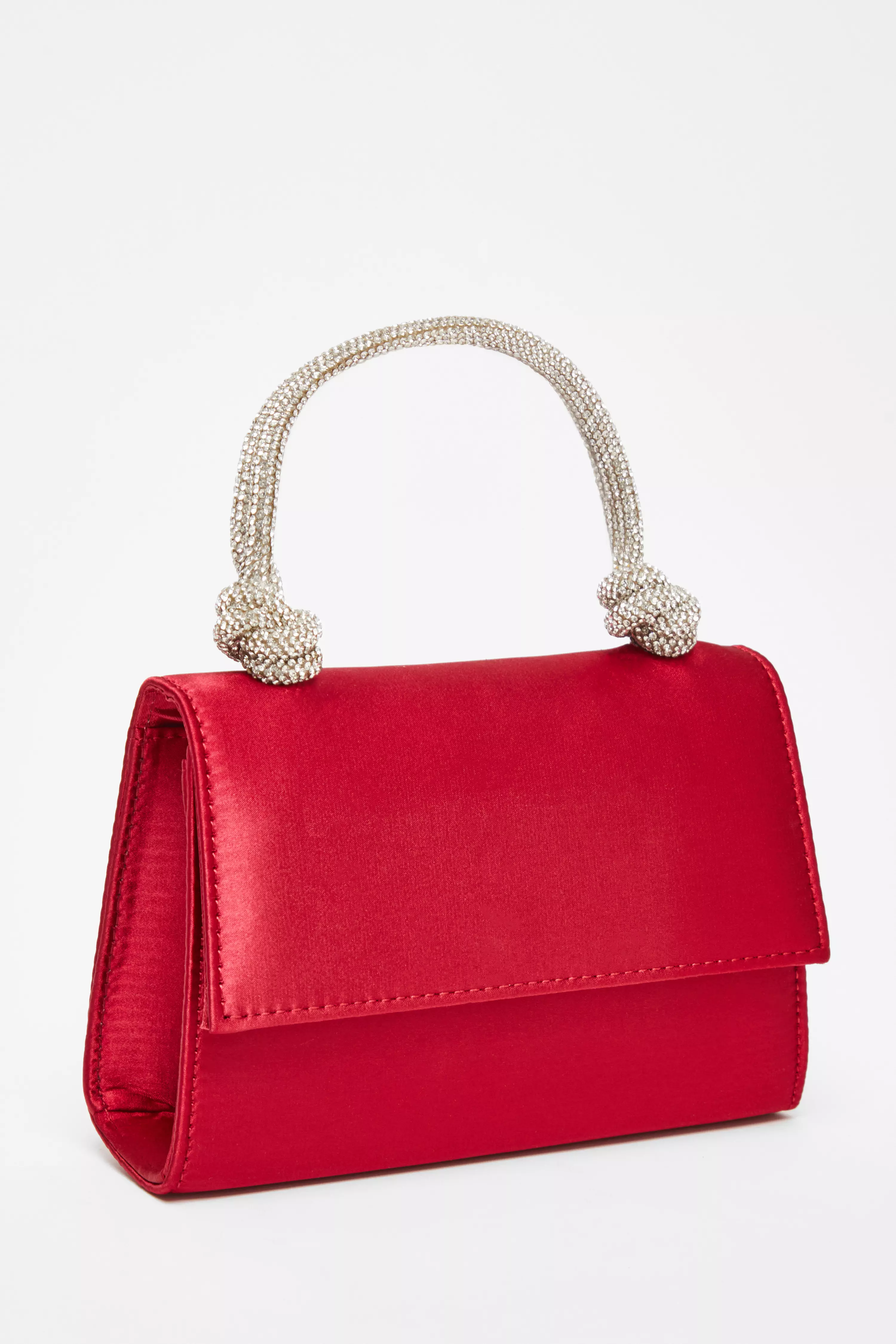 Berry Satin Top Handle Bag