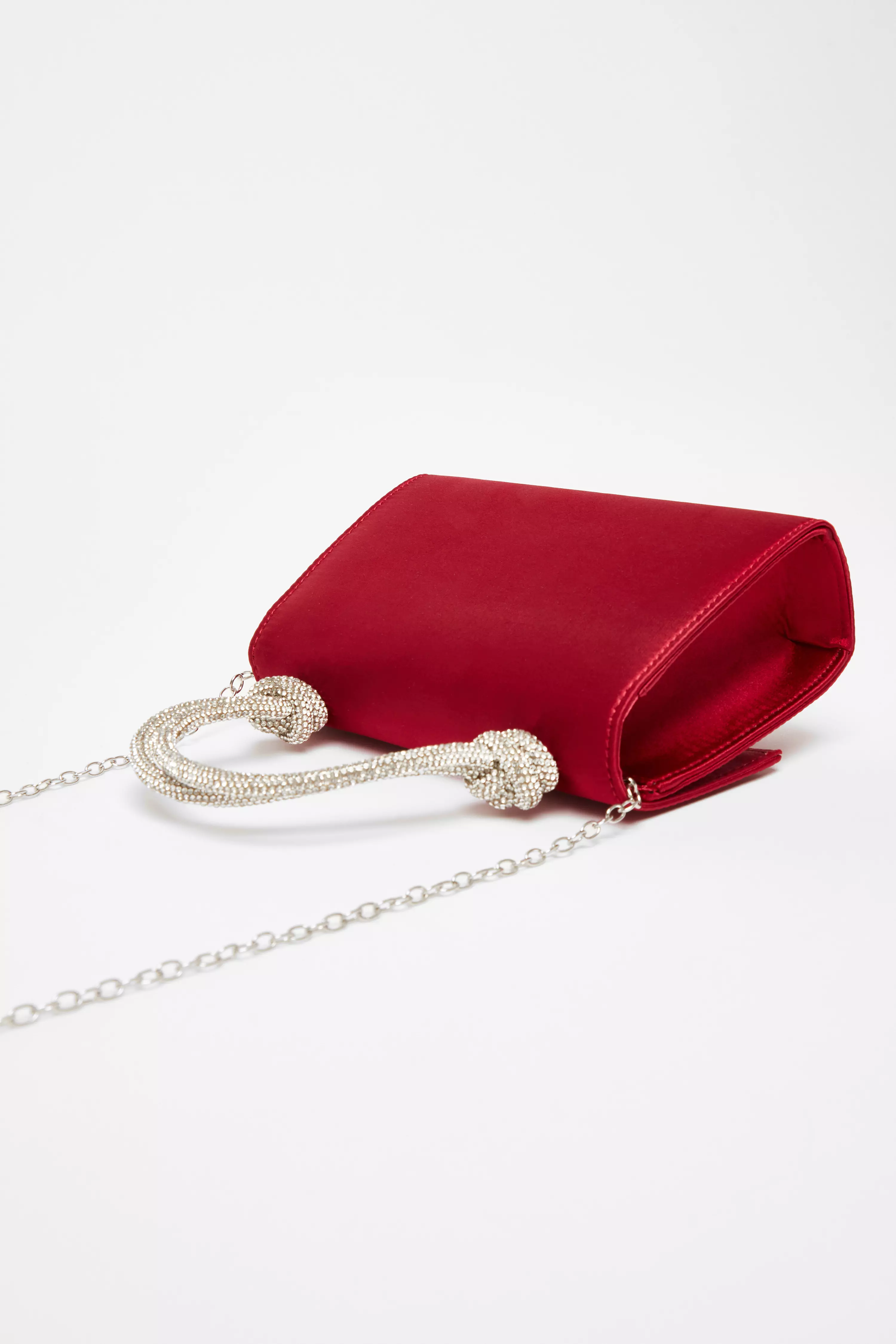 Berry Satin Top Handle Bag