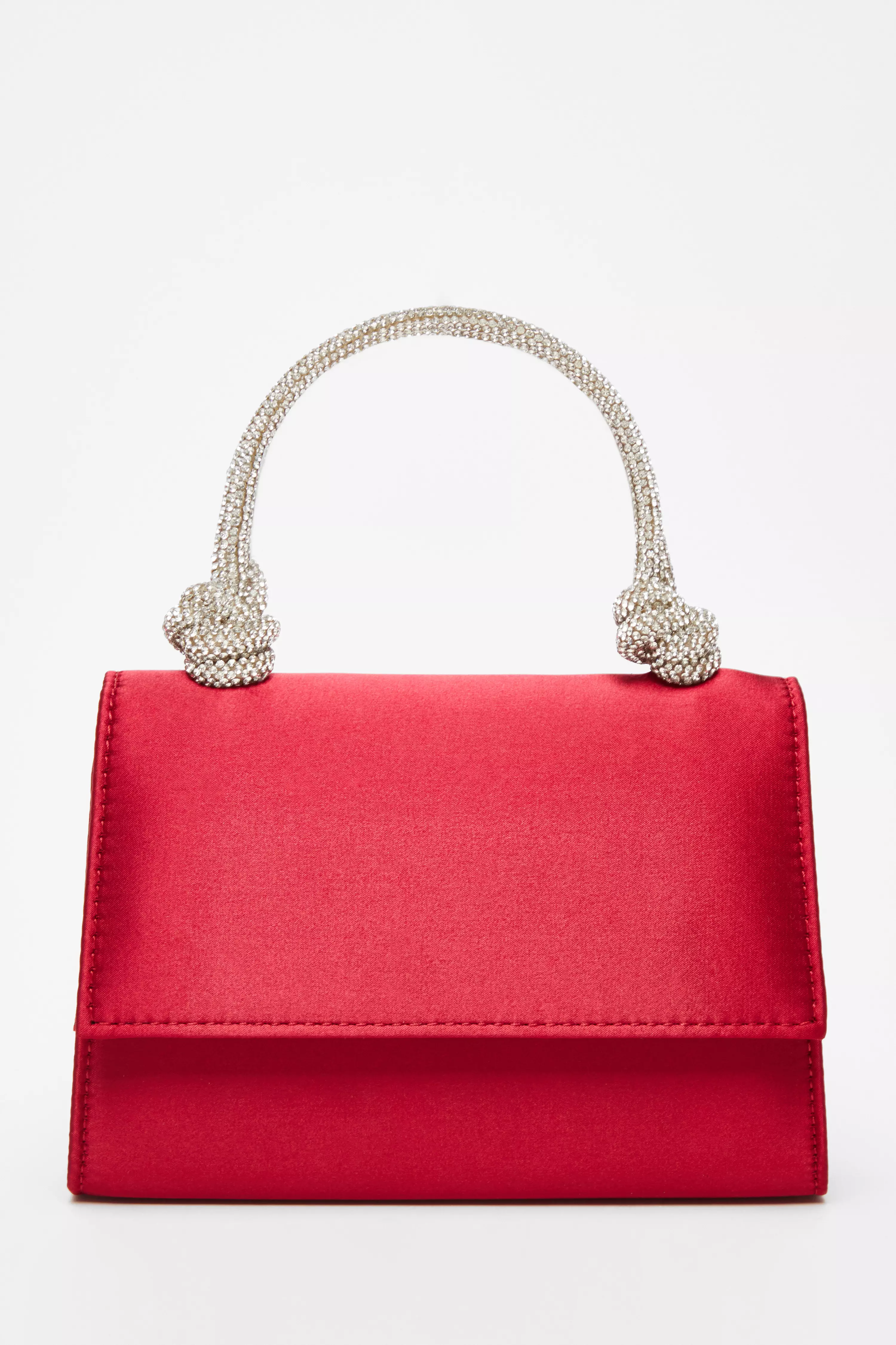 Berry Satin Top Handle Bag