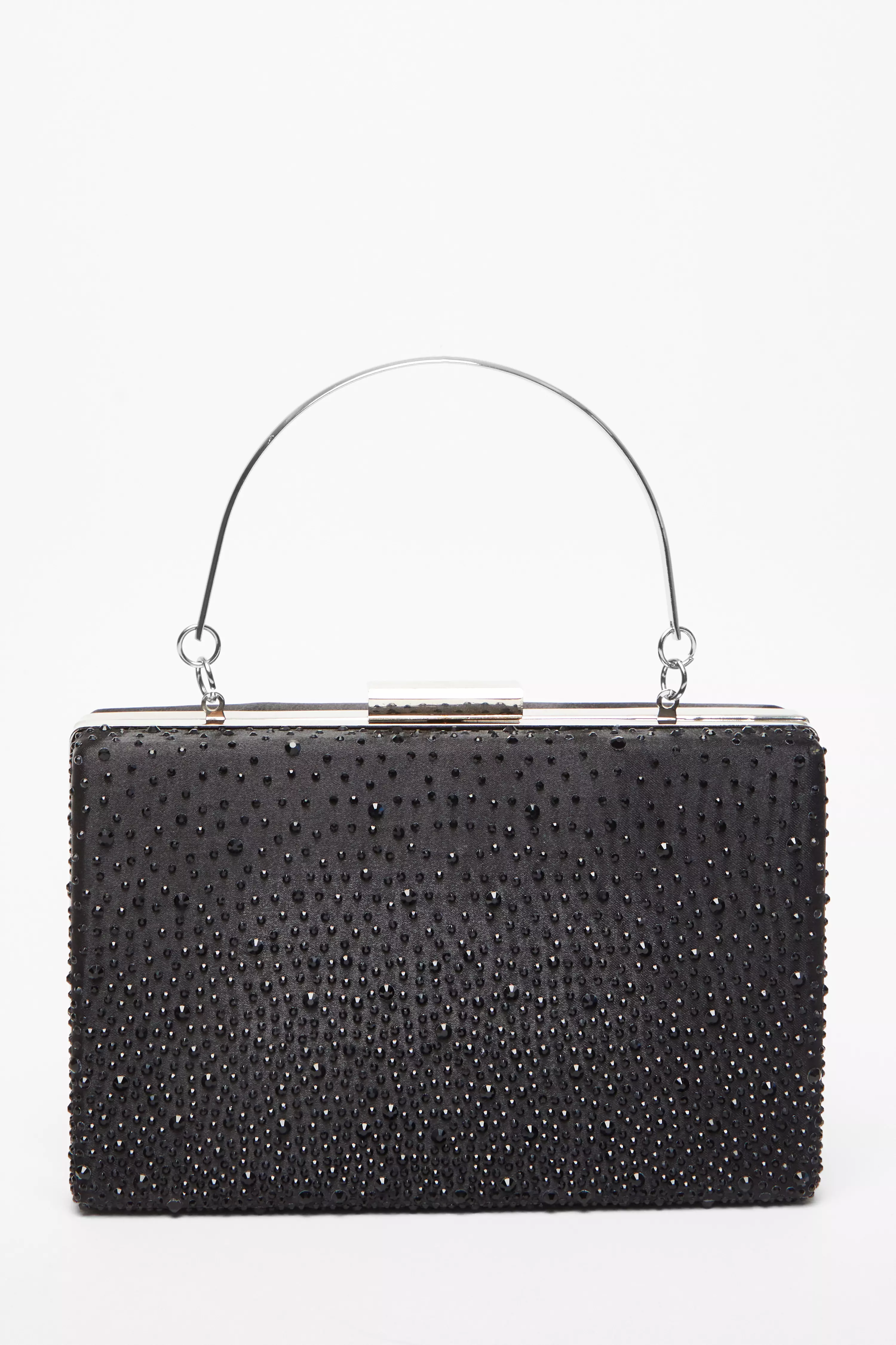 Black Scattered Diamante Box Bag