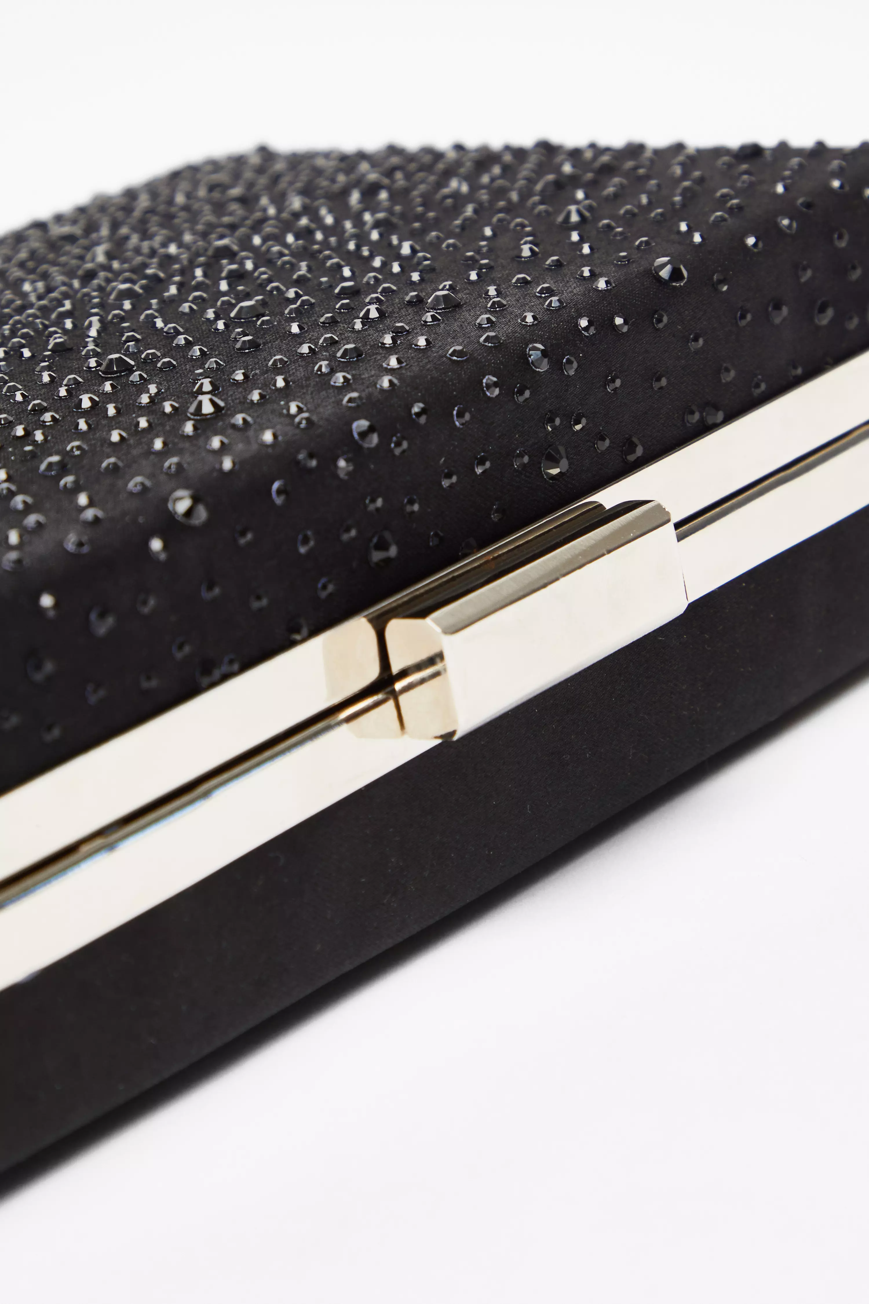 Black Scattered Diamante Box Bag