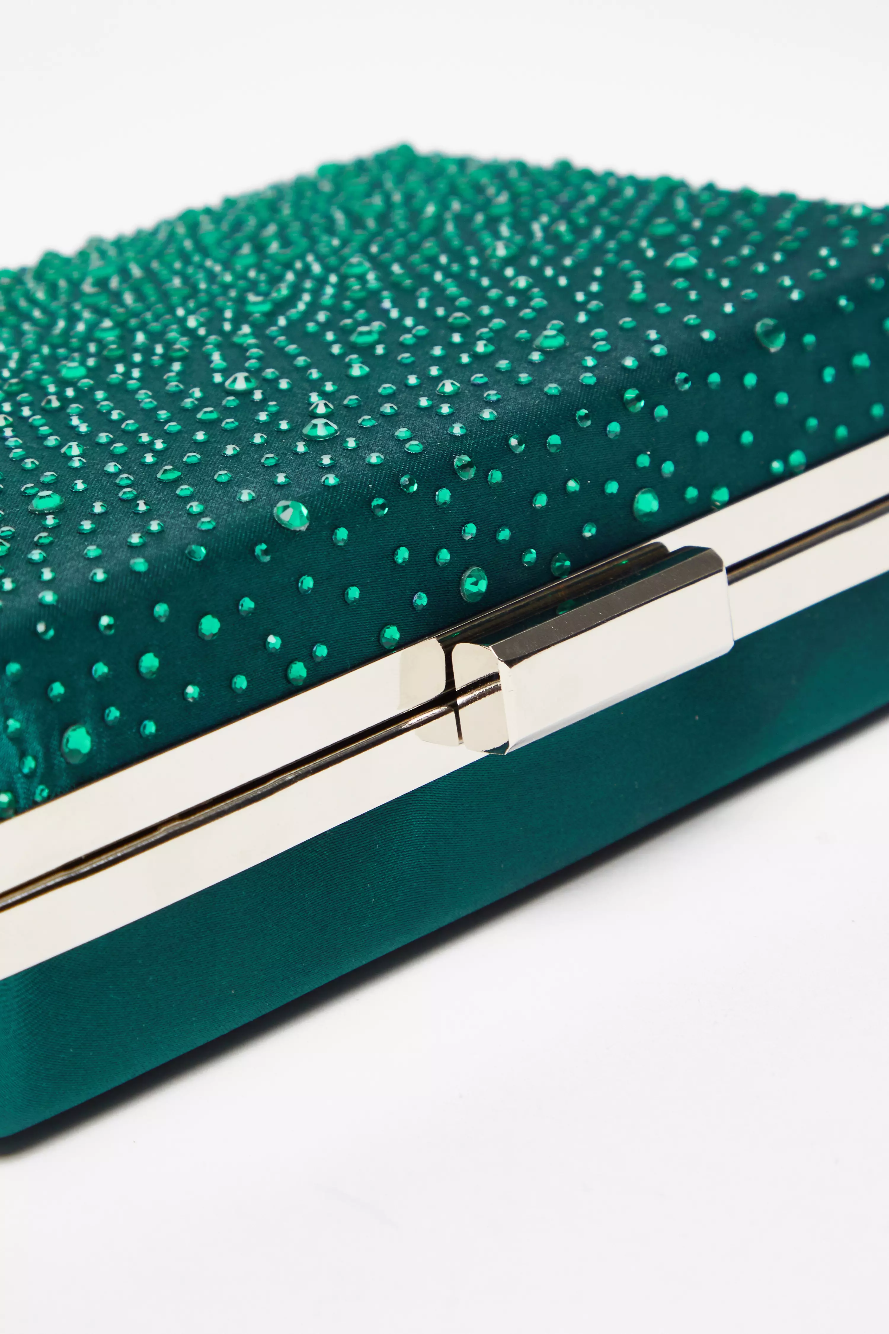 Green Scattered Diamante Box Bag