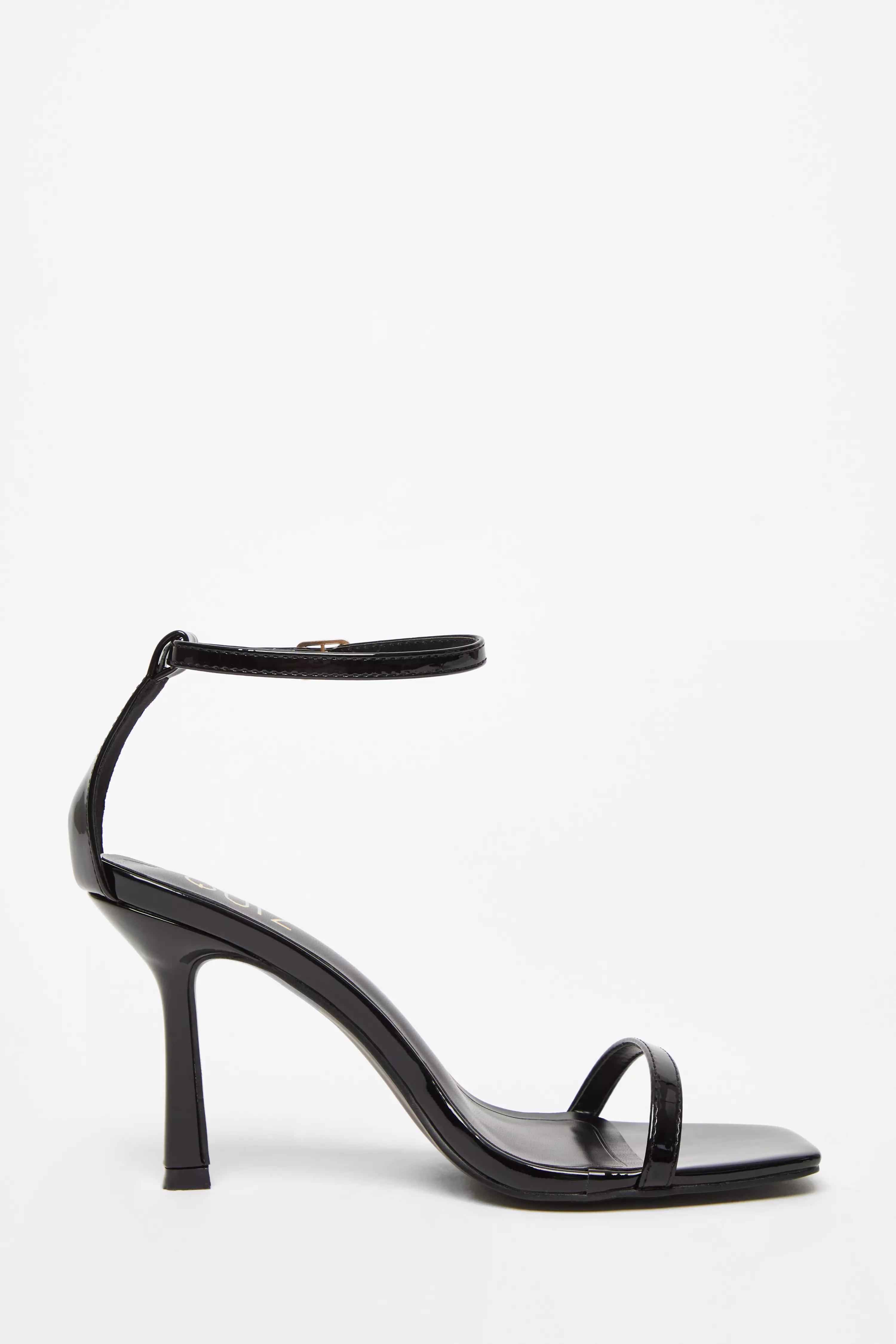 Black Faux Leather Barely There Heels