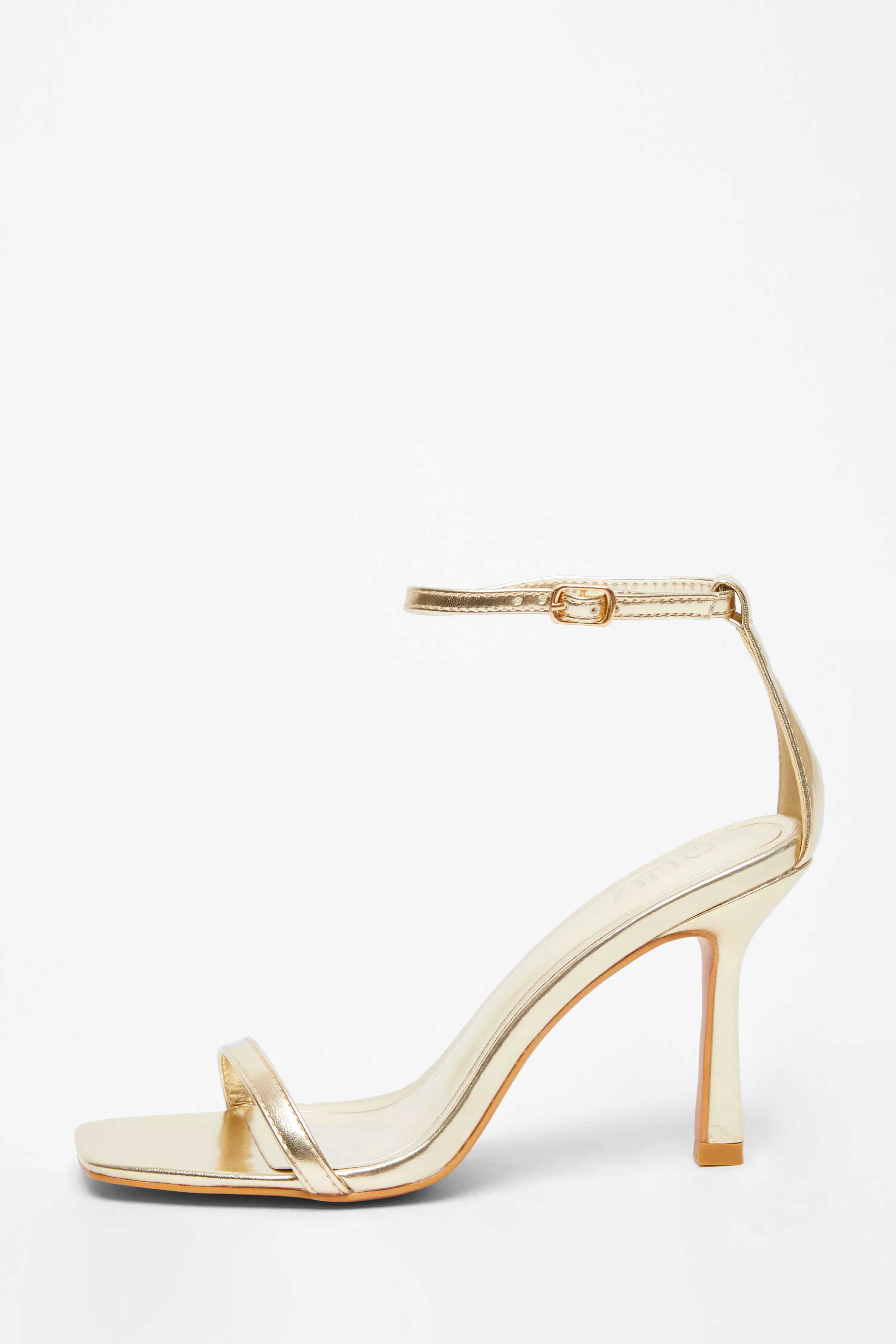 Gold Faux Leather Barely There Heels