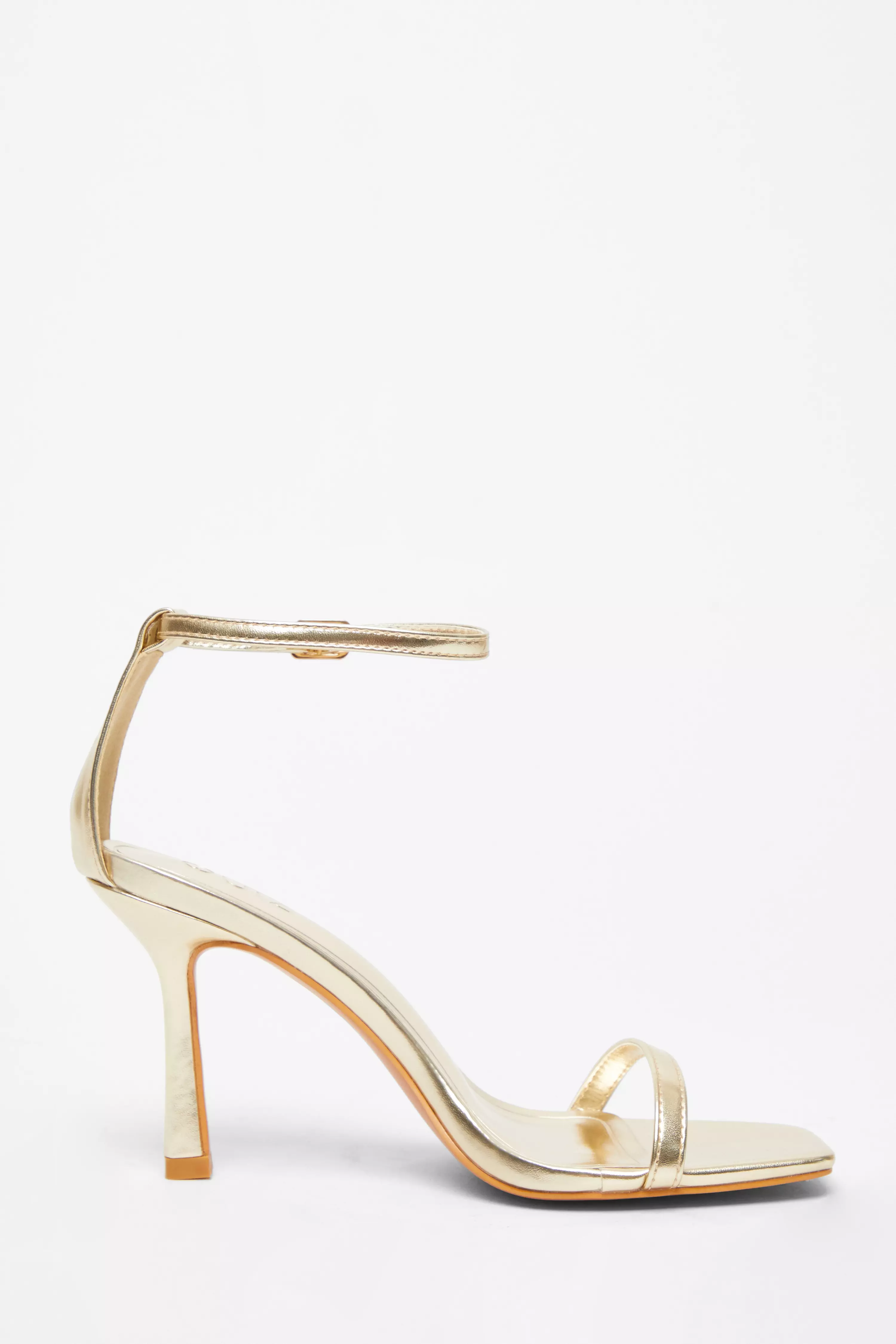 Gold Faux Leather Barely There Heels